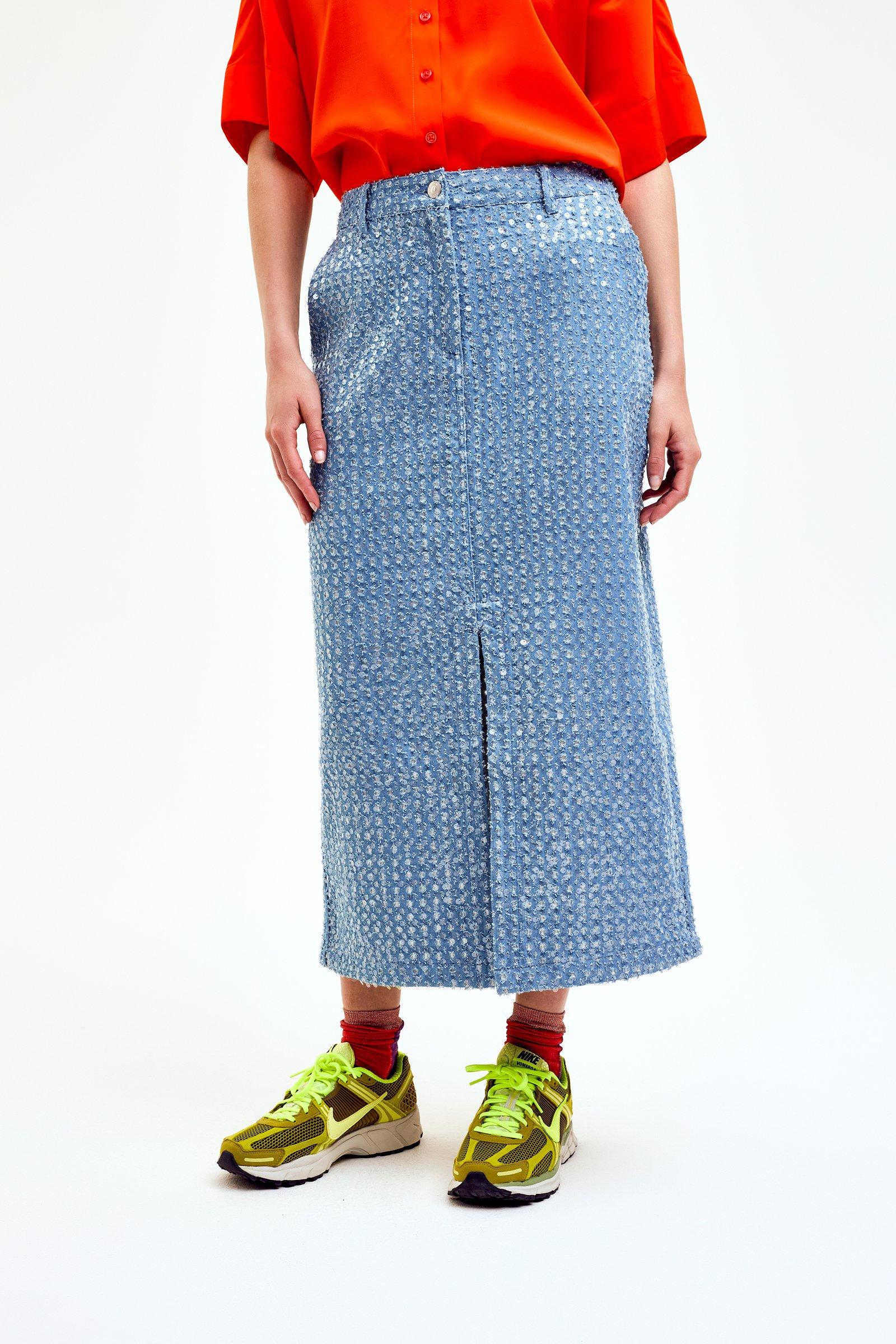 CKS Dames - SKIPPER - midi skirt - light blue