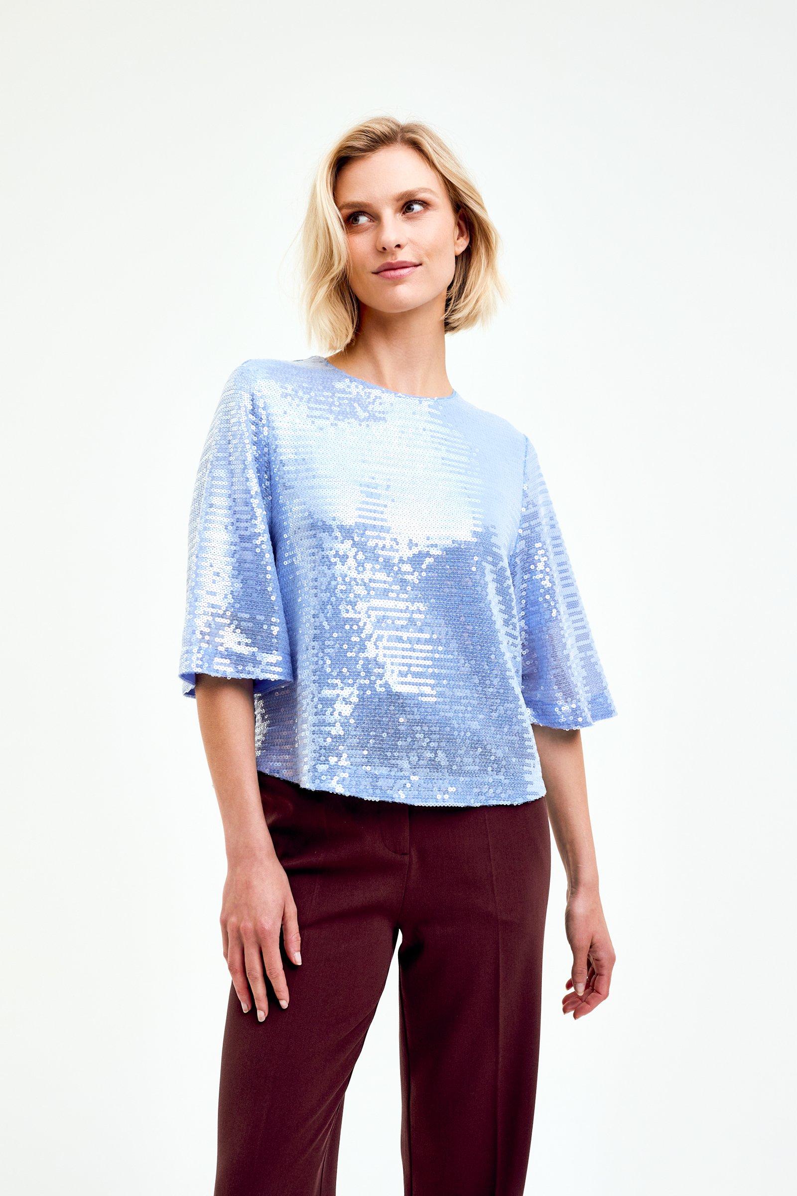CKS Dames - TIRIAS - blouse korte mouwen - lichtblauw
