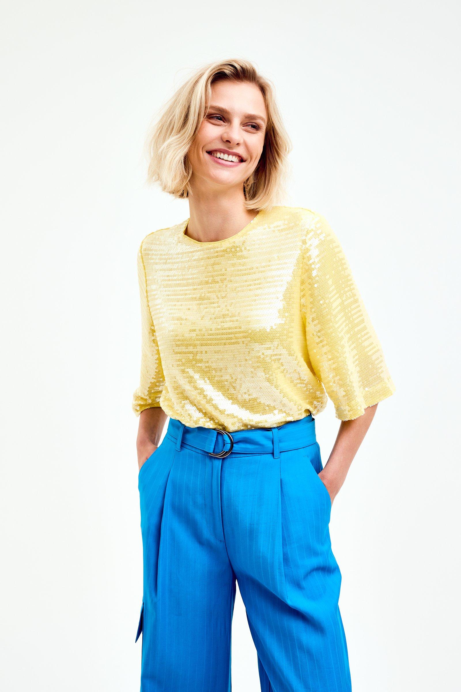 CKS Dames - TIRIAS - blouse korte mouwen - lichtgeel