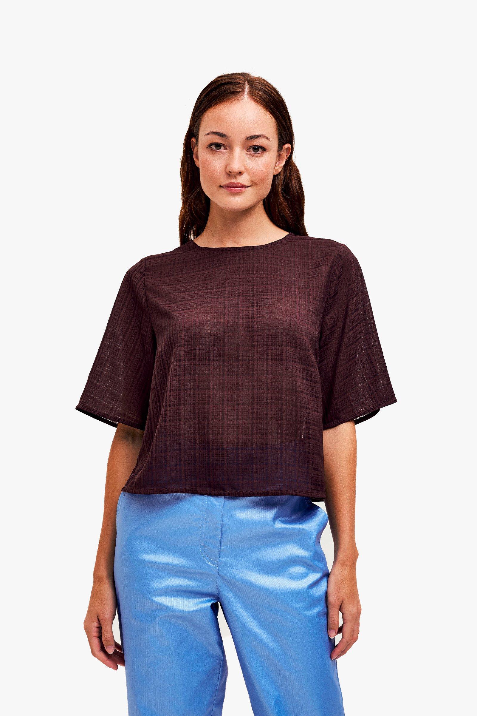 CKS Dames - TIRIAN - blouse korte mouwen - donkerbruin
