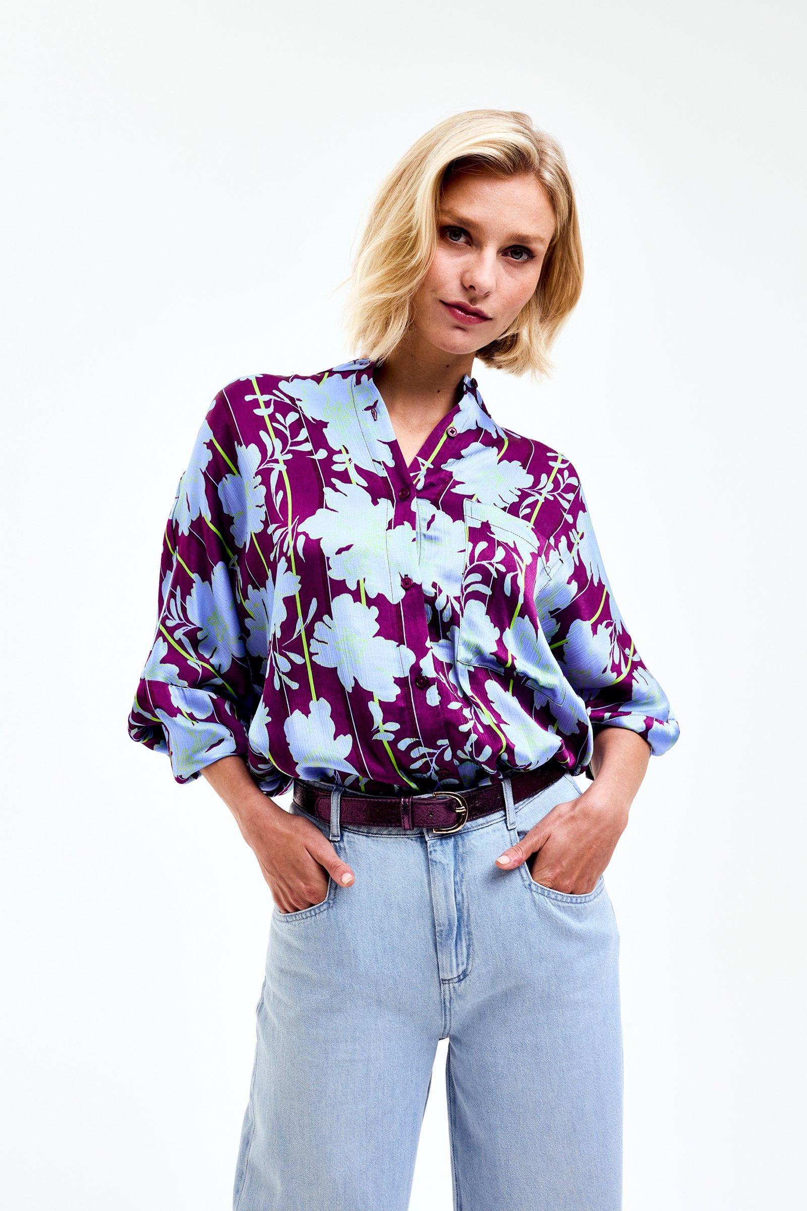 CKS Dames - SAZNA - blouse korte mouwen - blauw
