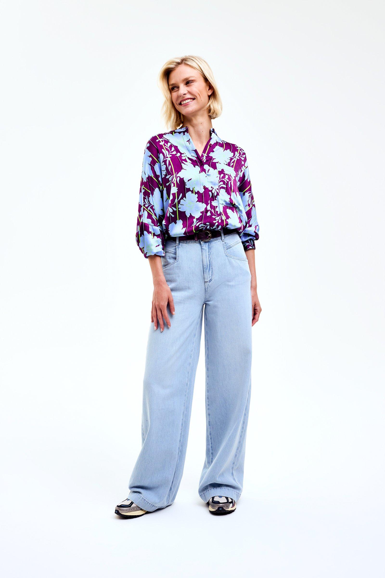 CKS Dames - SAZNA - blouse korte mouwen - blauw