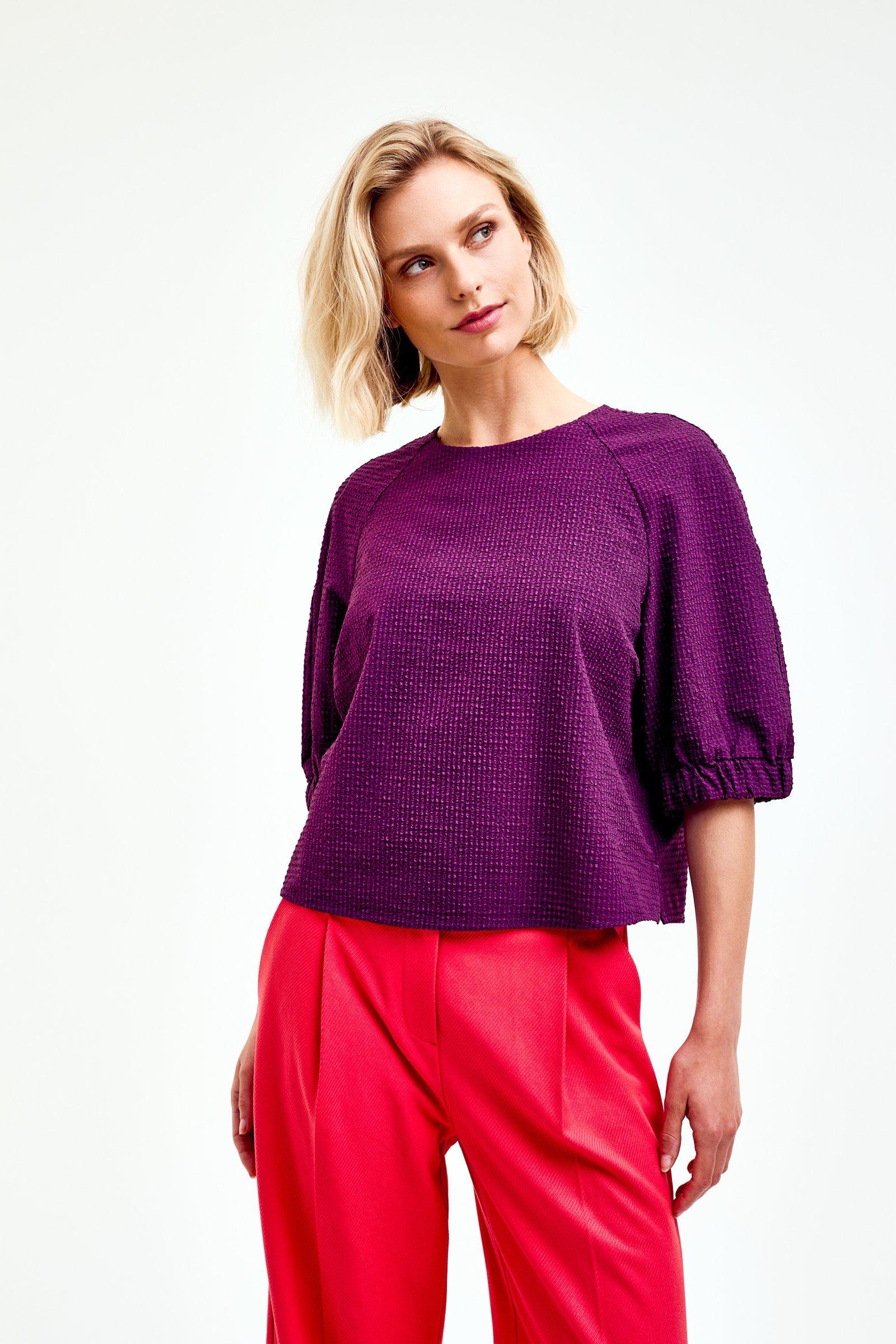 CKS Dames - SERINA - blouse korte mouwen - donkerrood