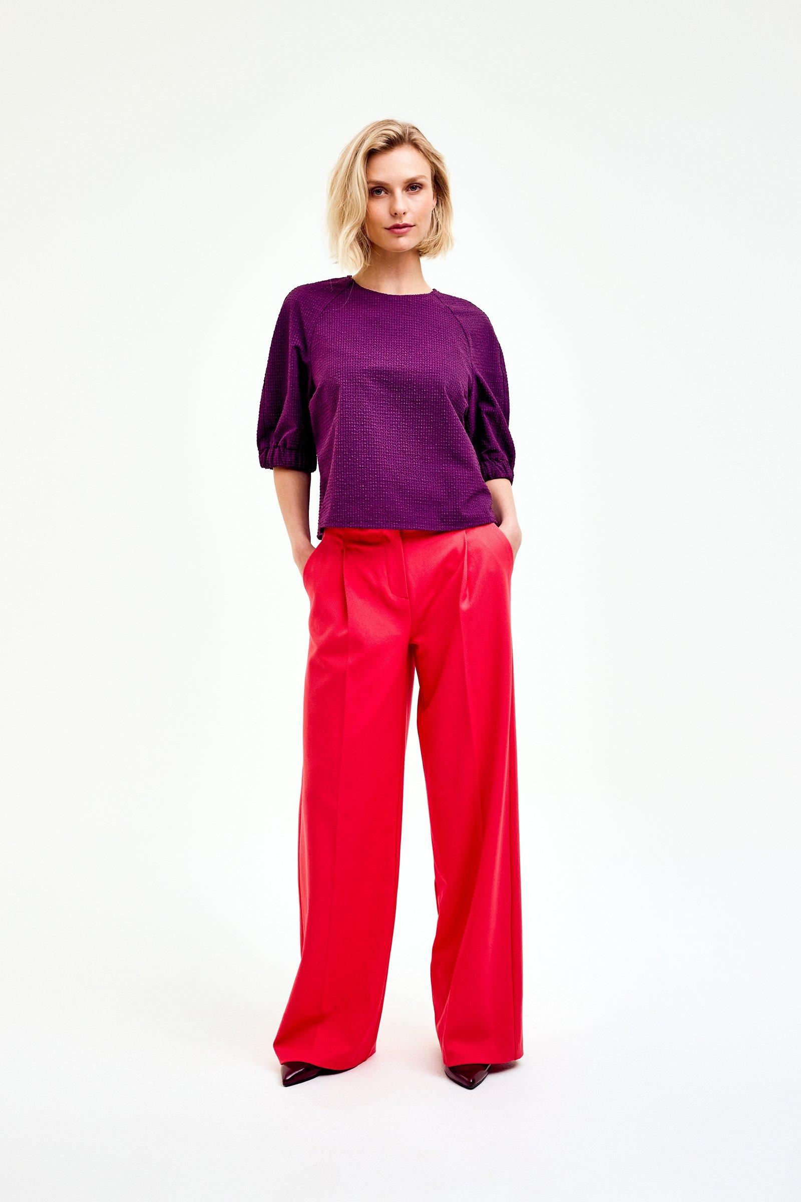 CKS Dames - SERINA - blouse korte mouwen - donkerrood