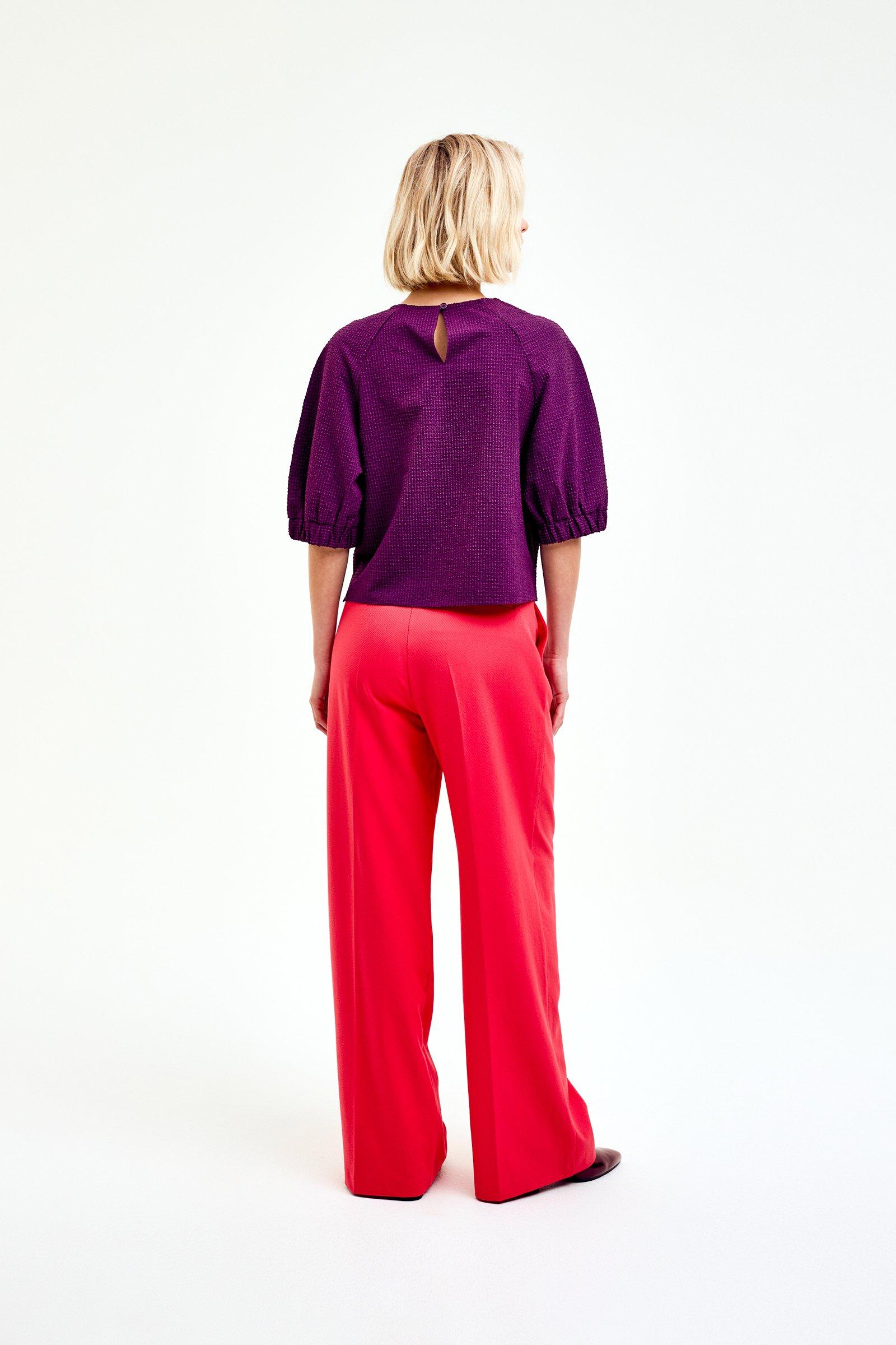 CKS Dames - SERINA - blouse korte mouwen - donkerrood