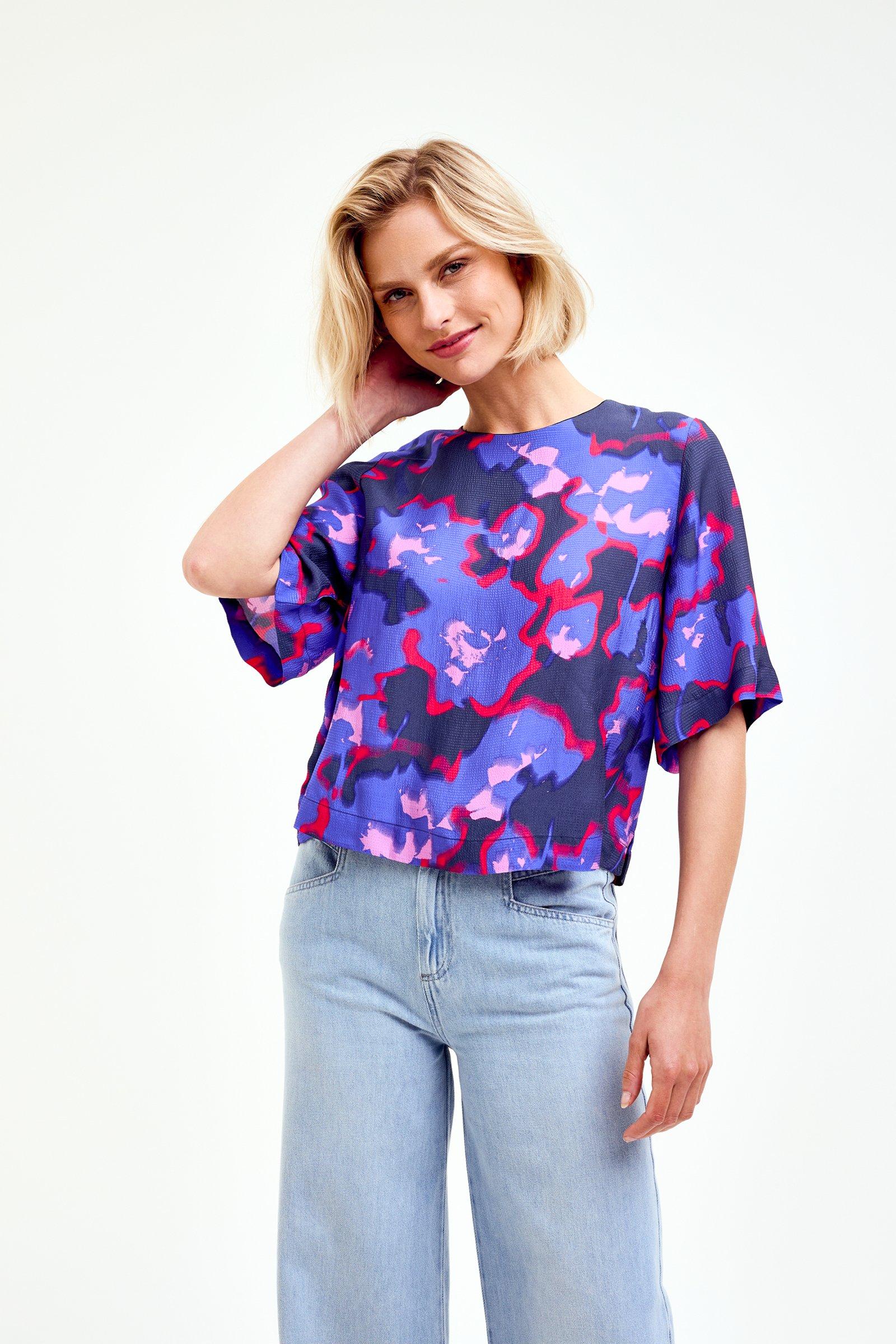 CKS Dames - TIRIAN - blouse korte mouwen - donkergrijs