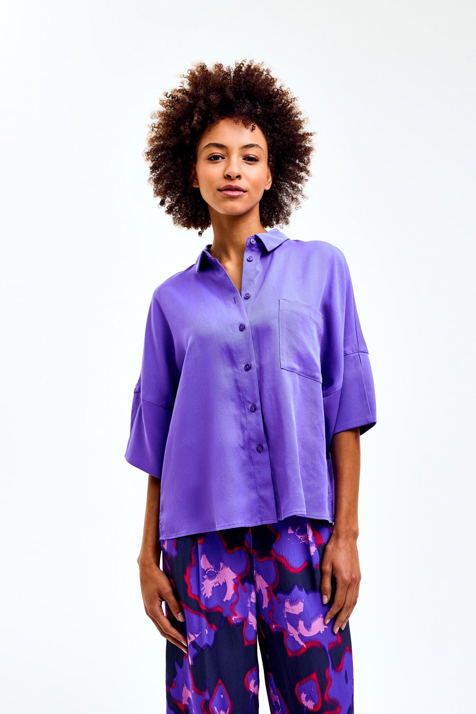 CKS Dames - SELAS - blouse korte mouwen - blauw
