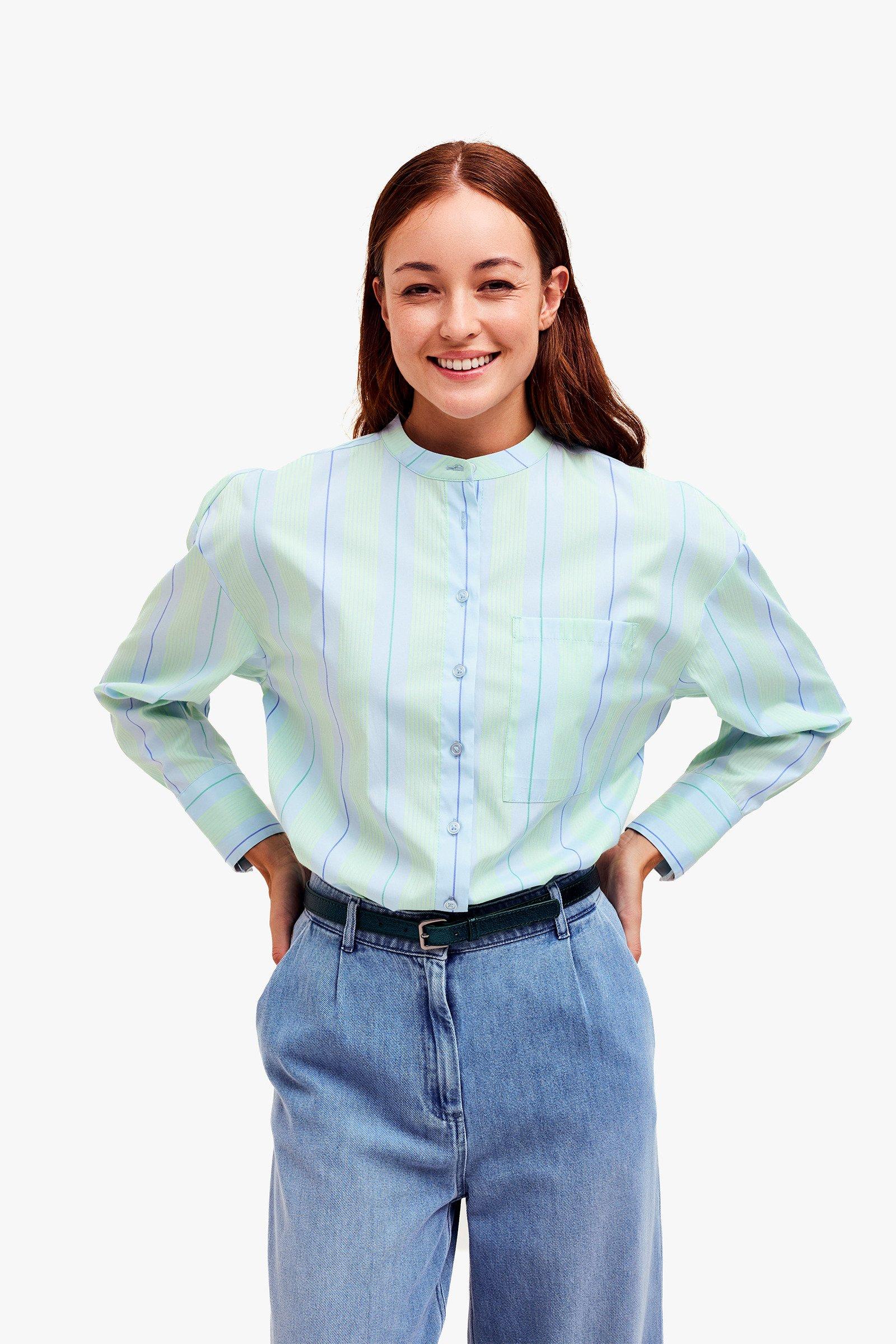 CKS Dames - SUPERMAO - blouse korte mouwen - lichtblauw
