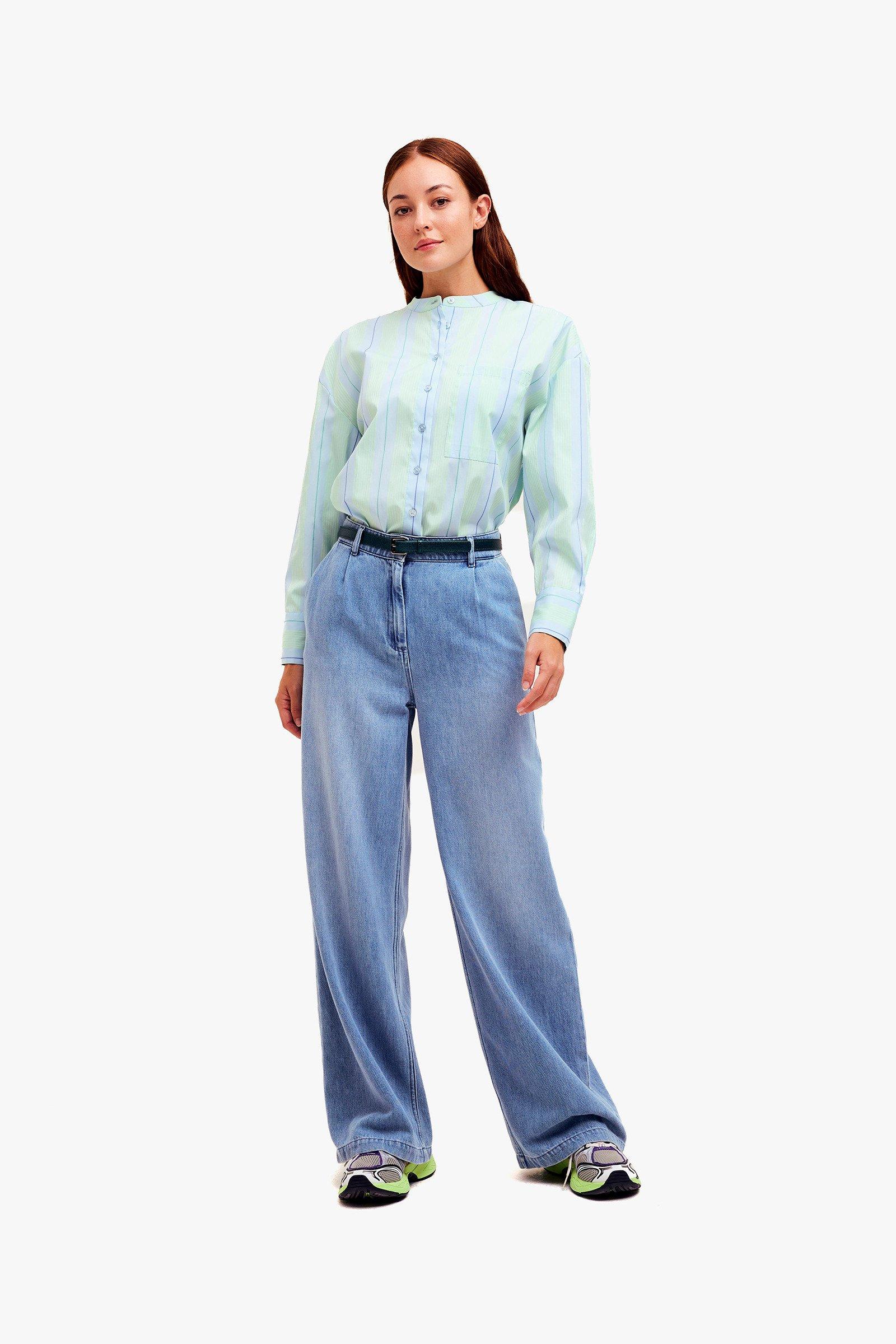 CKS Dames - SUPERMAO - blouse korte mouwen - lichtblauw