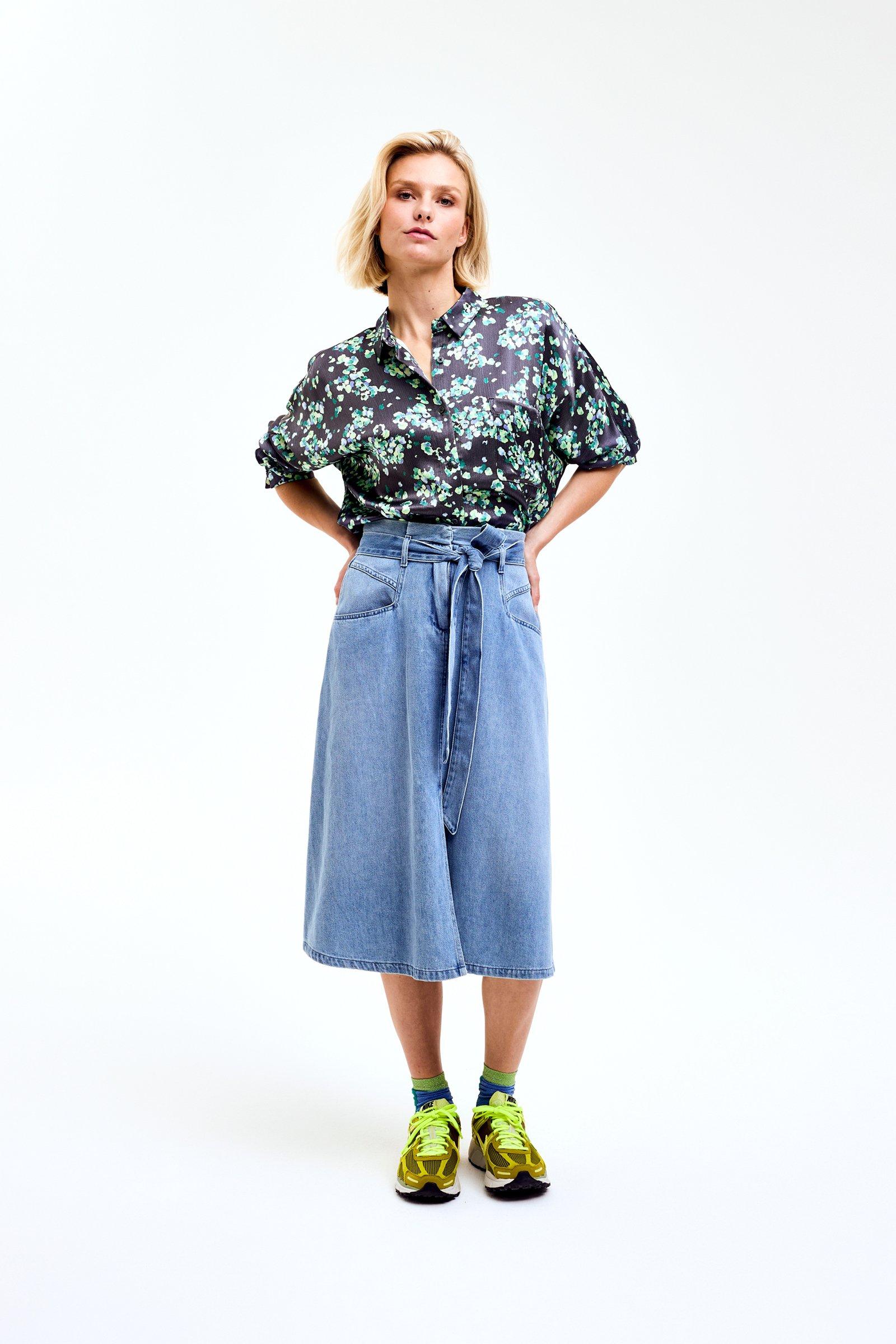 CKS Dames - WAZNA - blouse korte mouwen - donkergrijs