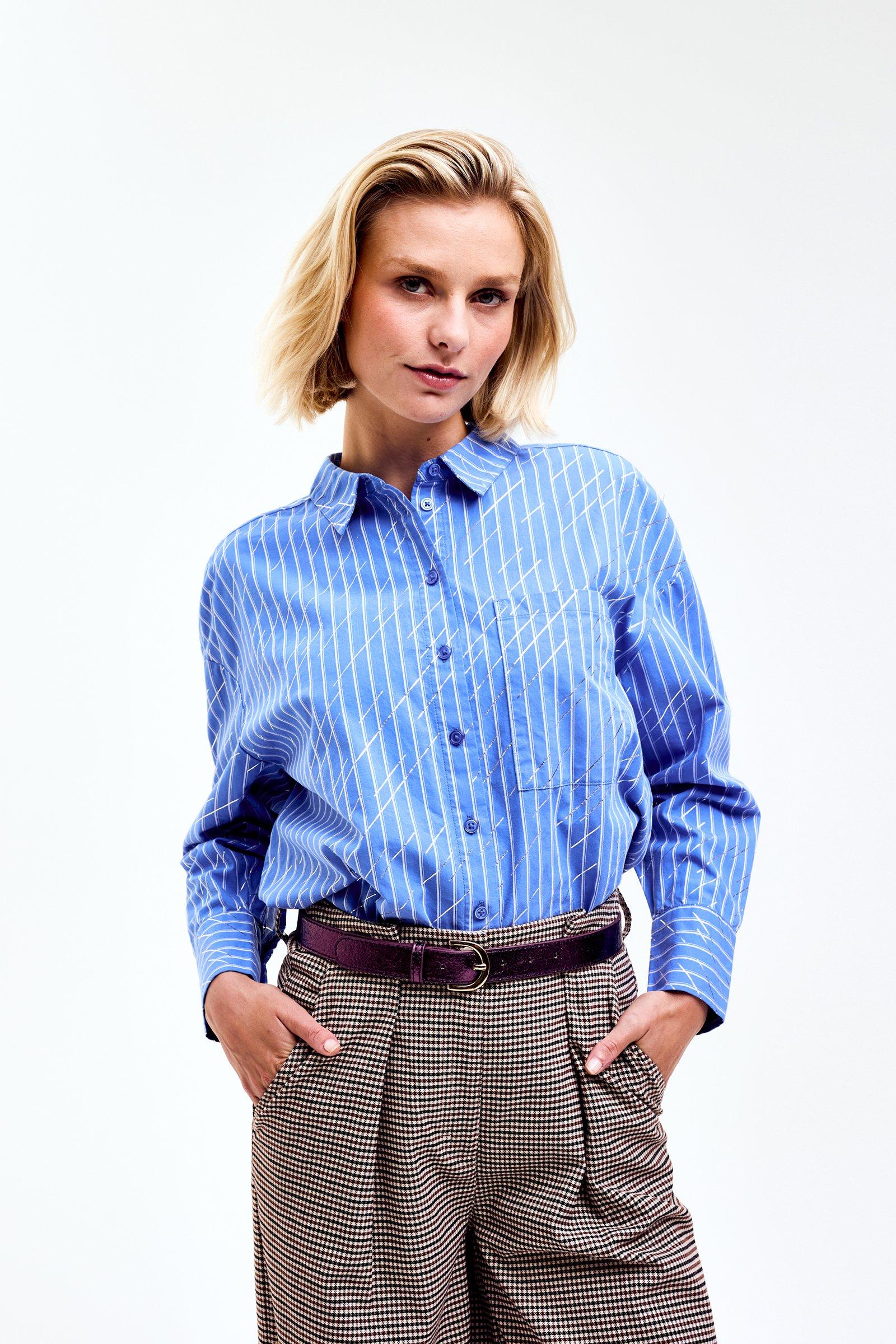 CKS Dames - SUPER - Bluse Kurze Ärmel - Blau