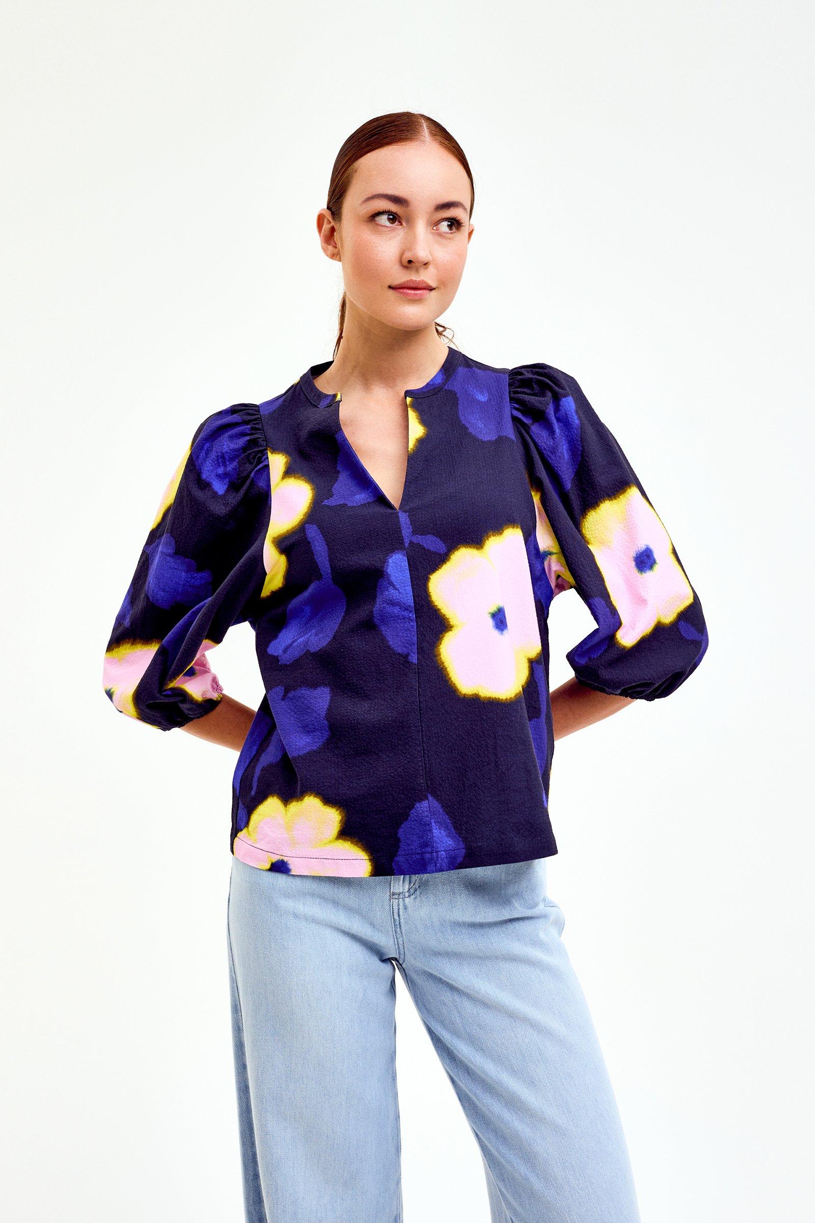 CKS Dames - BULANI - blouse korte mouwen - blauw