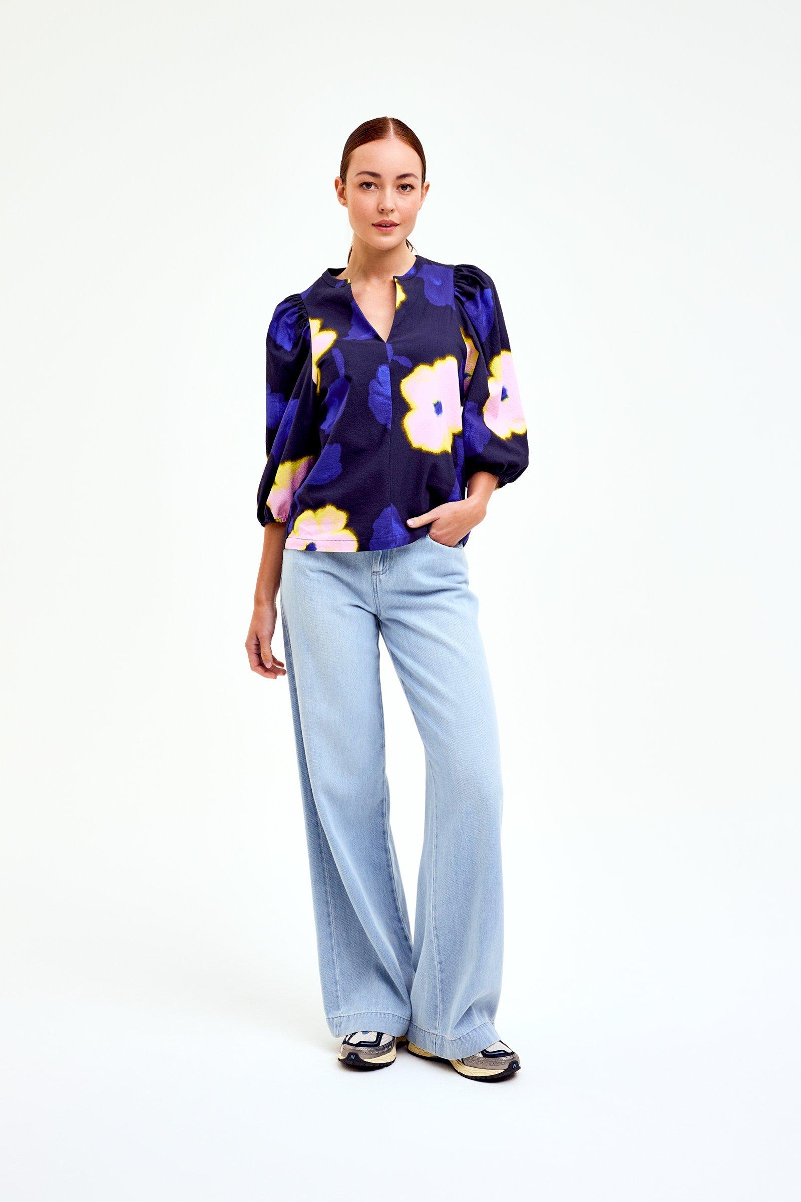 CKS Dames - BULANI - blouse korte mouwen - blauw