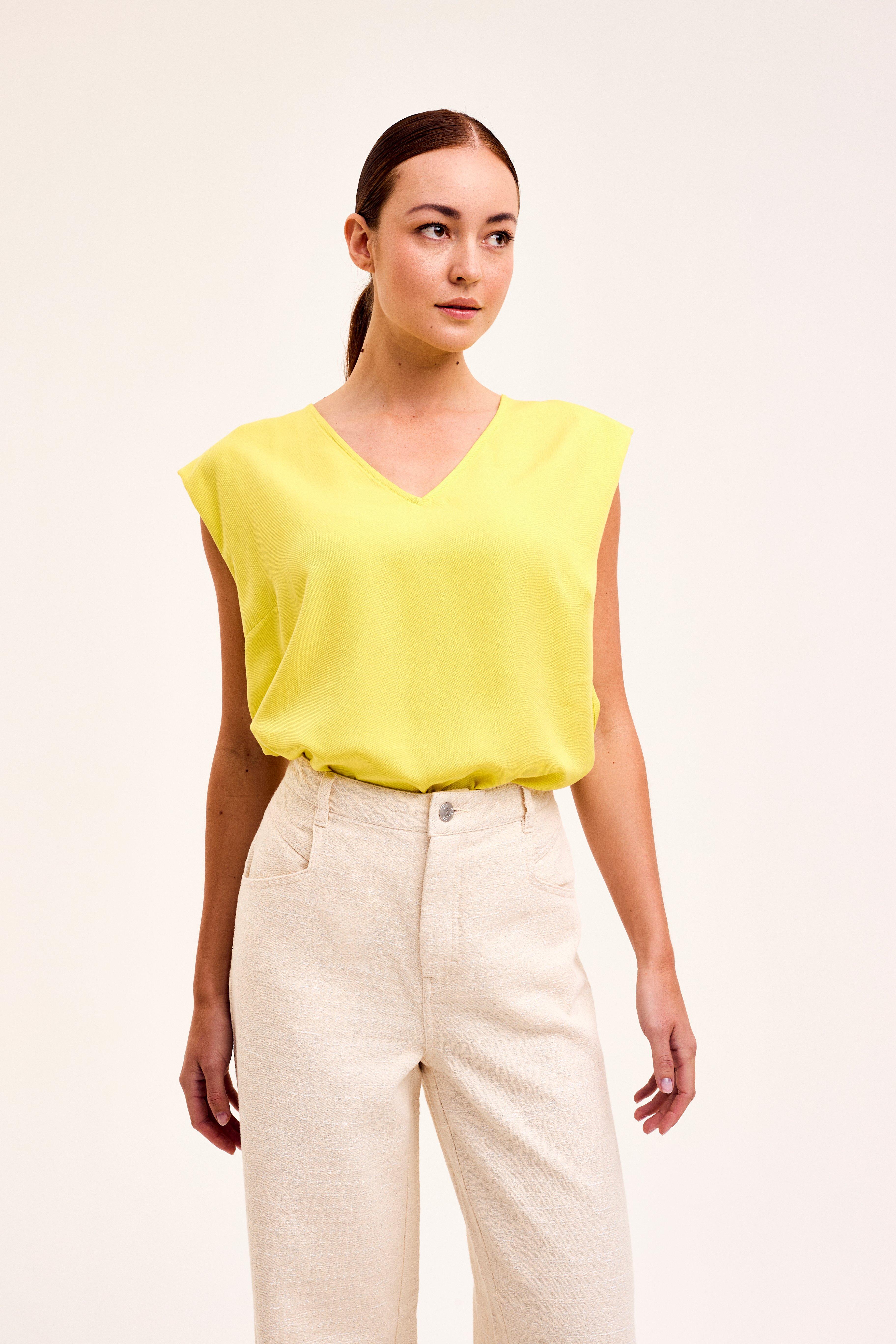 CKS Dames - SINDA - blouse half-length sleeves - light yellow