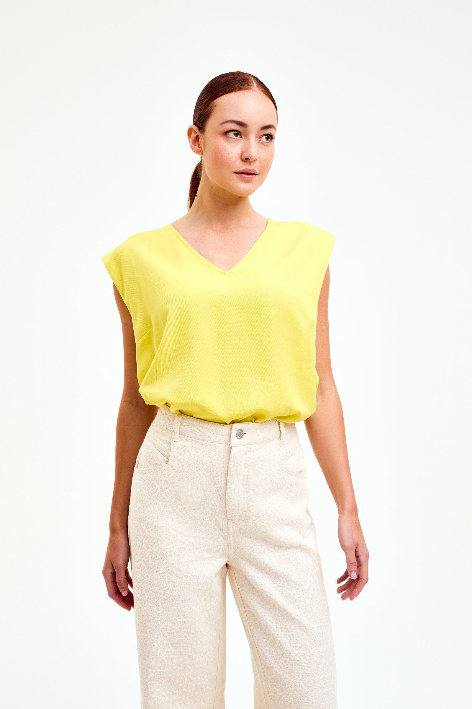 CKS Dames - SINDA - blouse half-length sleeves - light yellow