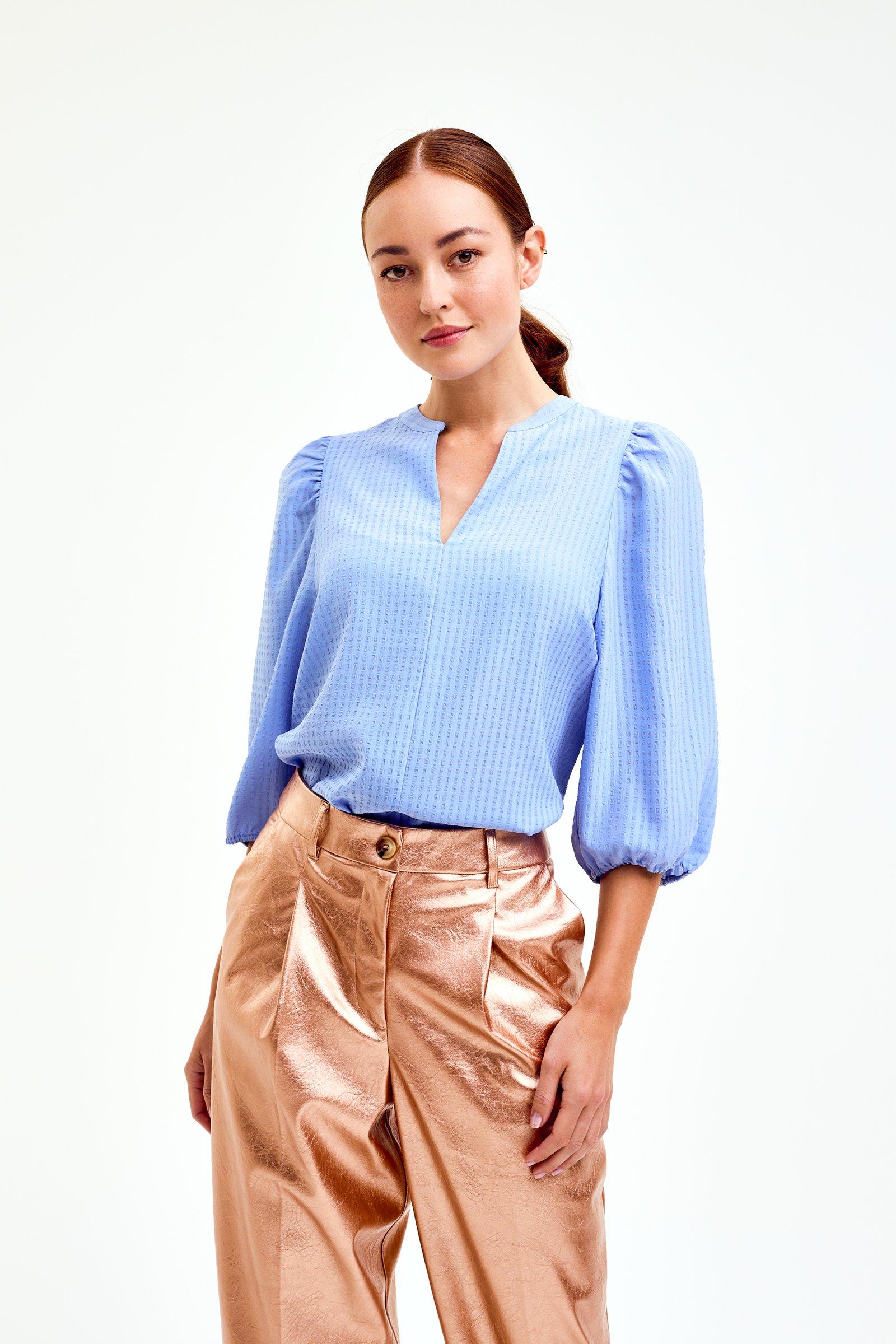 CKS Dames - BULANI - Bluse Kurze Ärmel - Hellblau