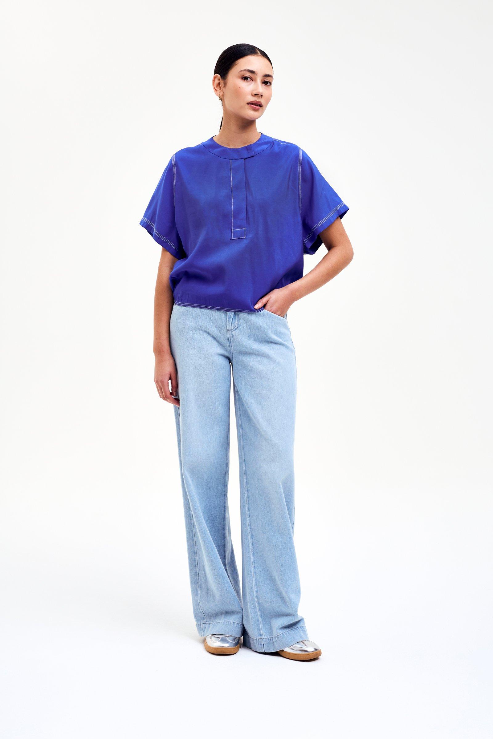 CKS - LEDO - blouse lange mouwen - felblauw