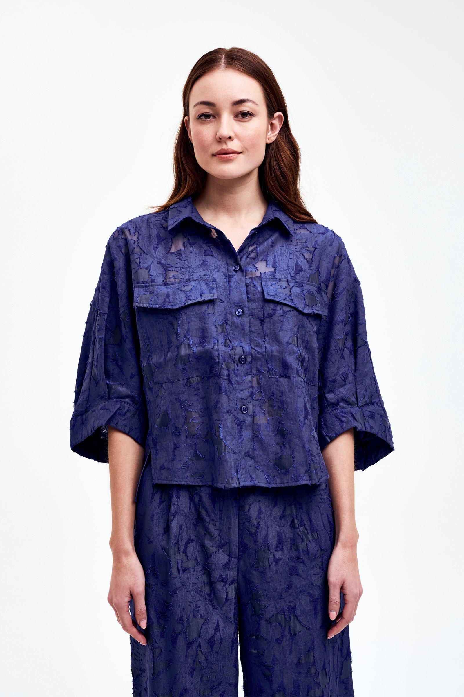 CKS - SALTY - blouse korte mouwen - donkerblauw