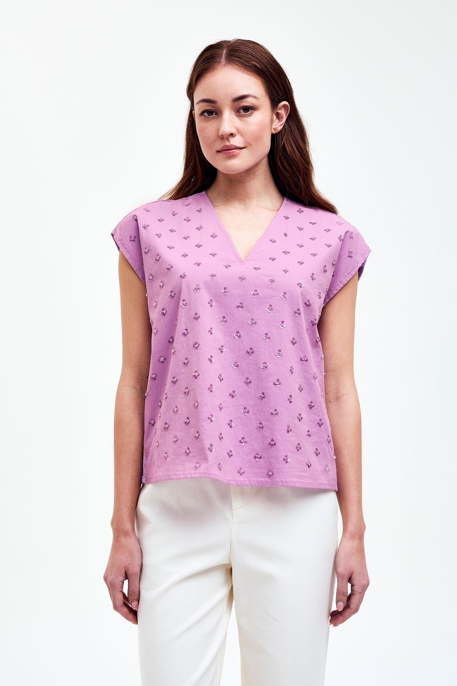 CKS - SABAR - blouse korte mouwen - lila