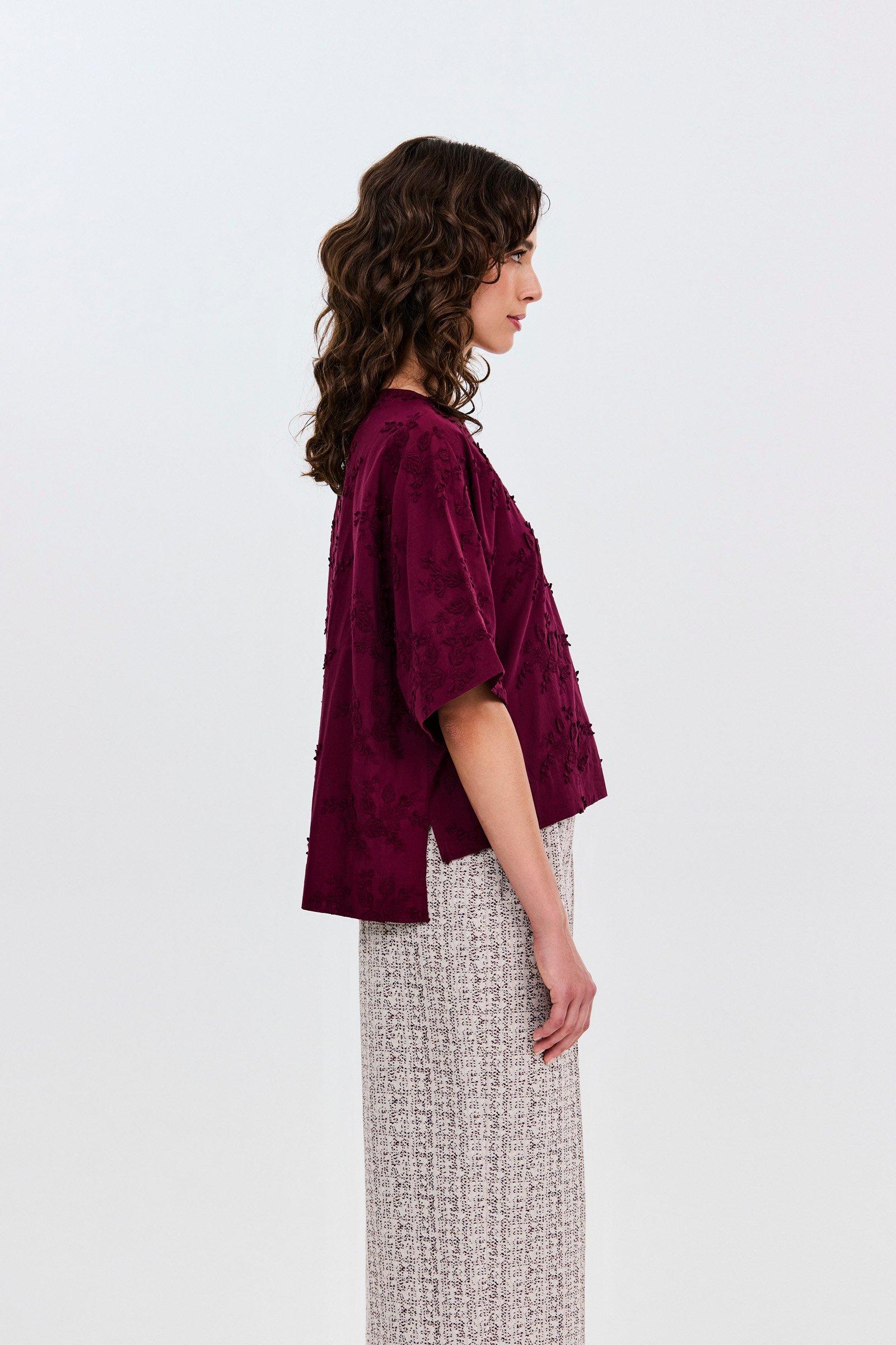 CKS - SELAN - blouse short sleeves - burgundy