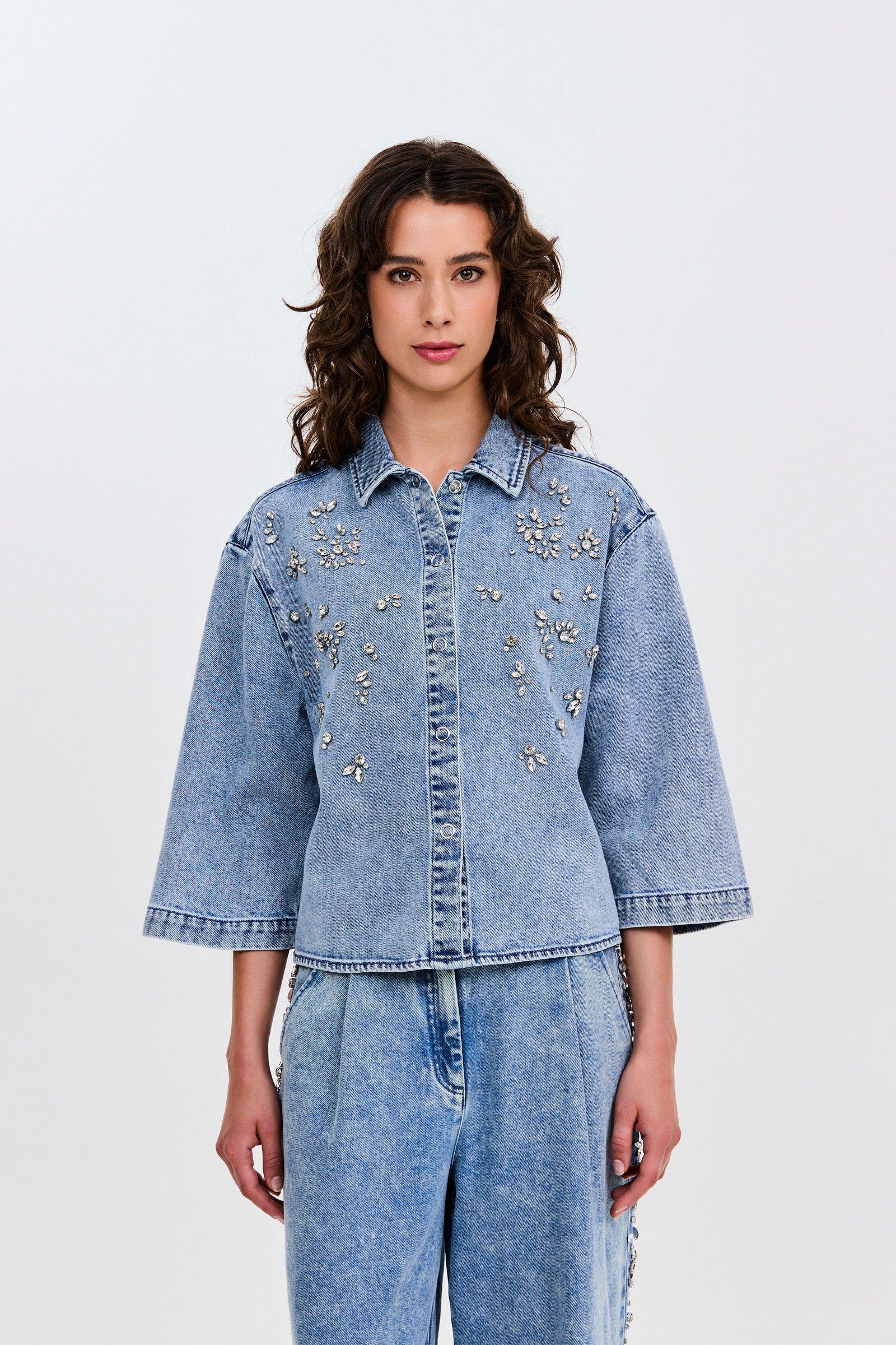 CKS - SELIE - Bluse Kurze Ärmel - Blau