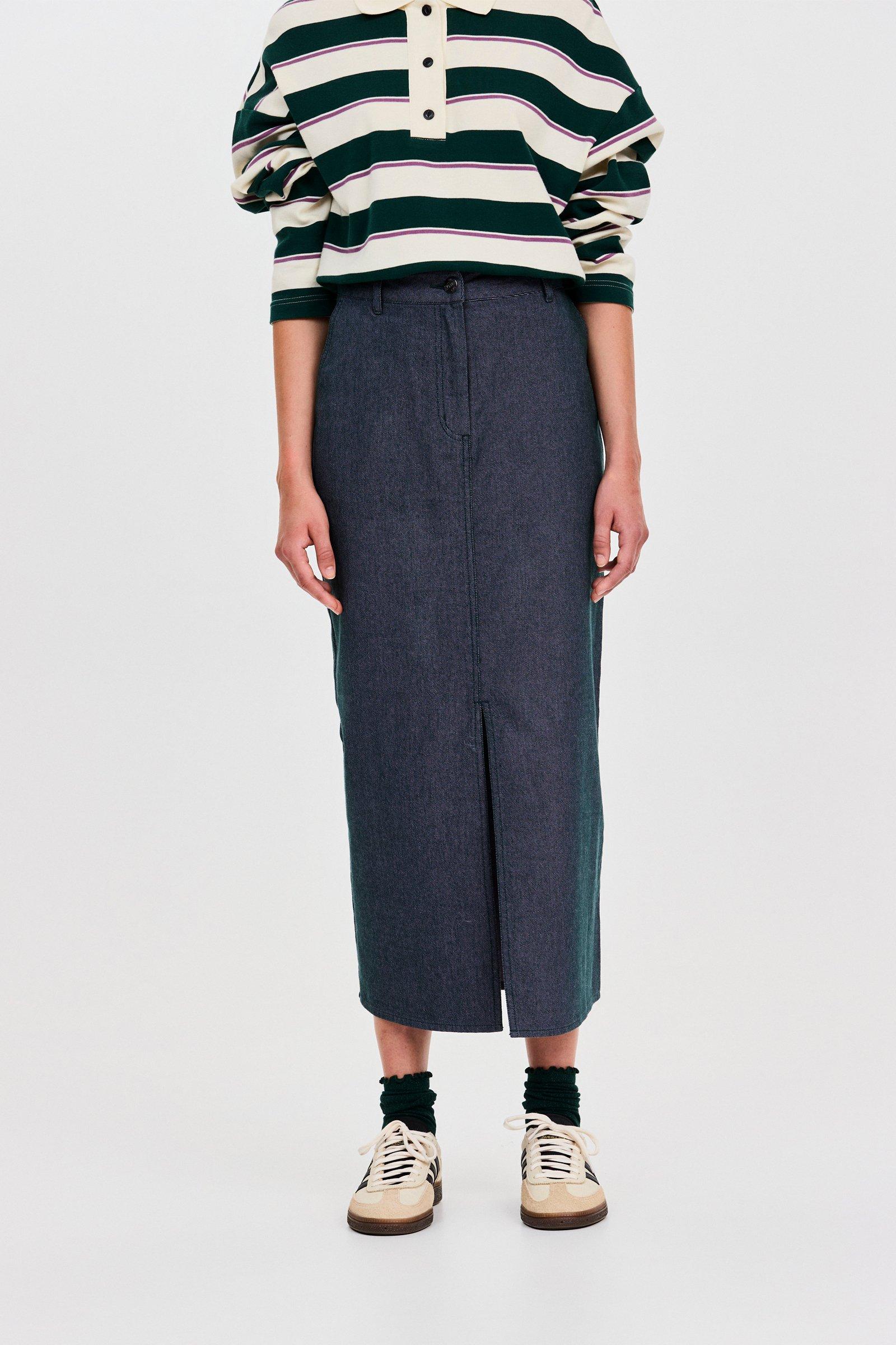 CKS - SKIPPER - midi skirt - dark green