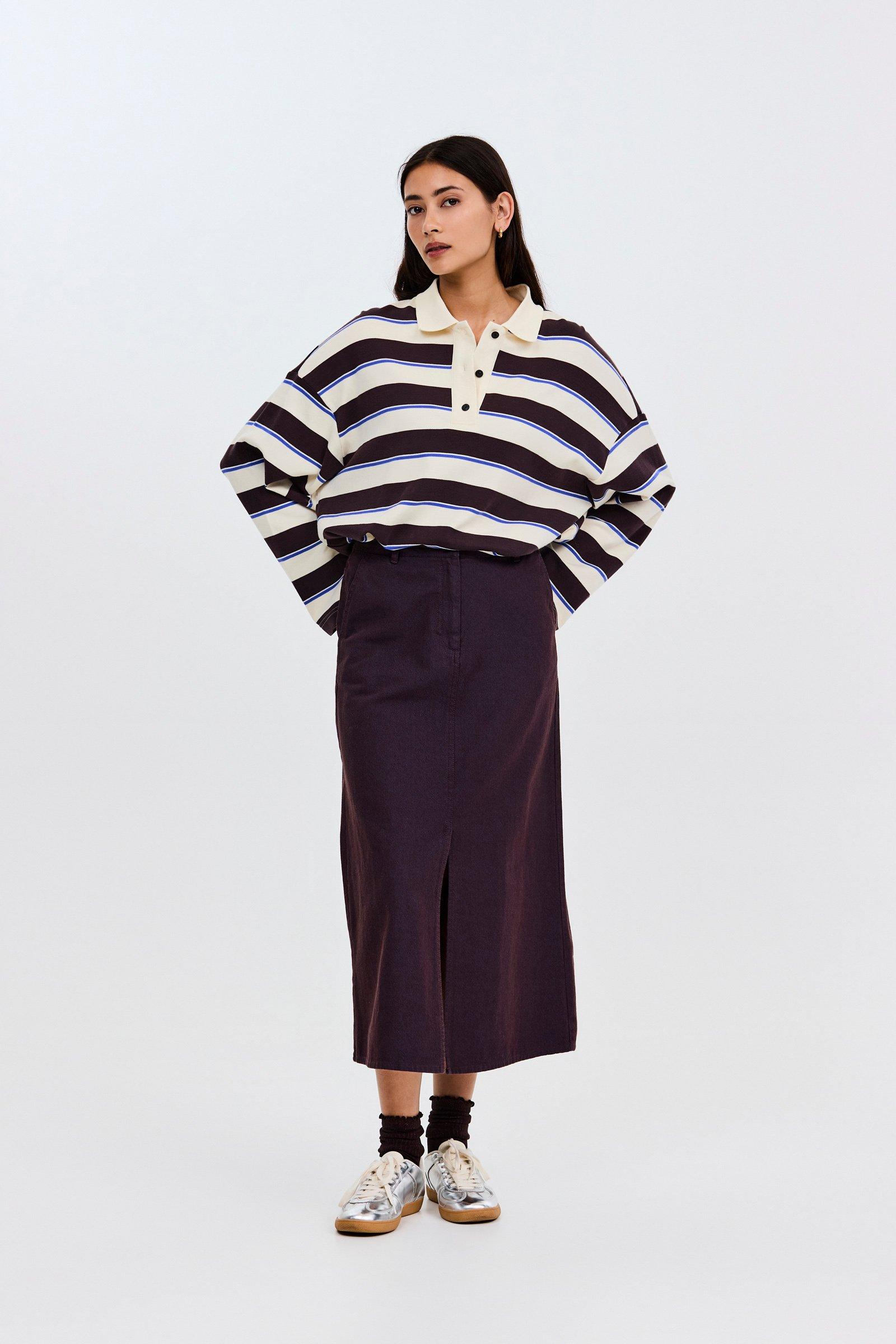CKS - SKIPPA - midi skirt - dark brown