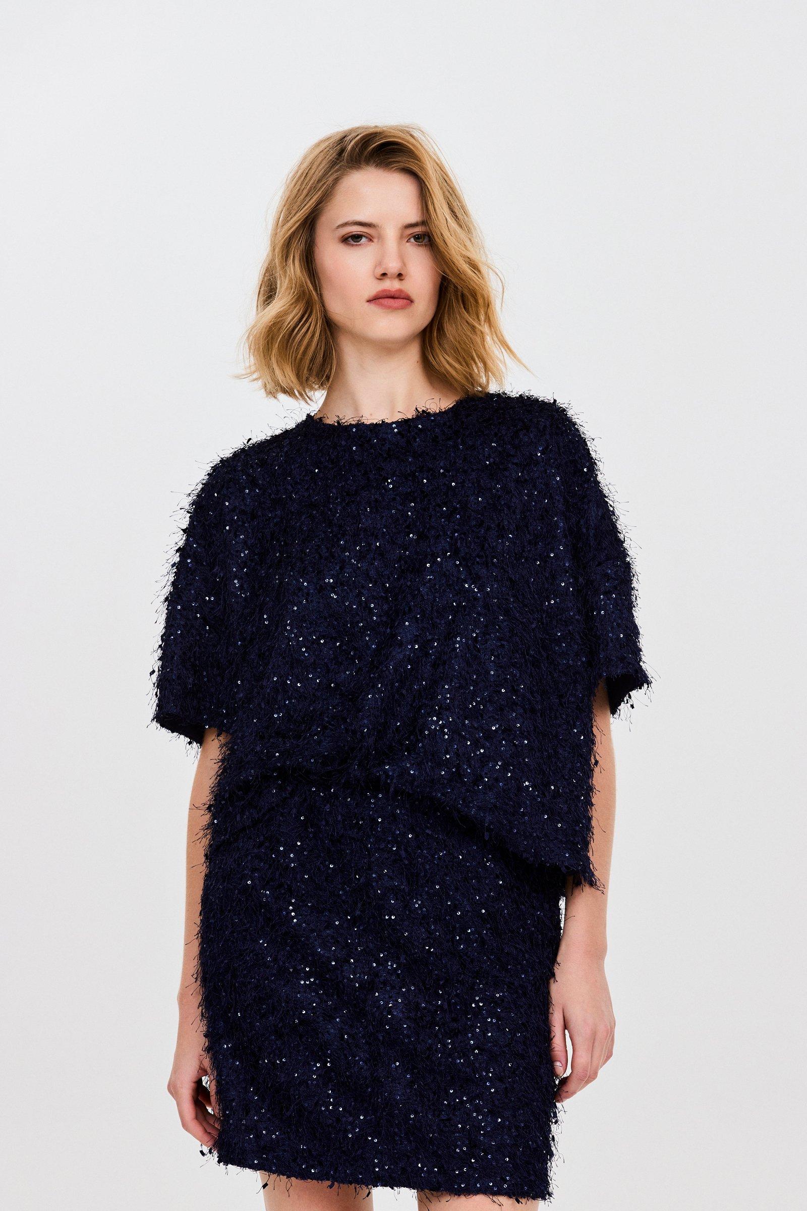 CKS - TIPPER - blouse short sleeves - dark blue