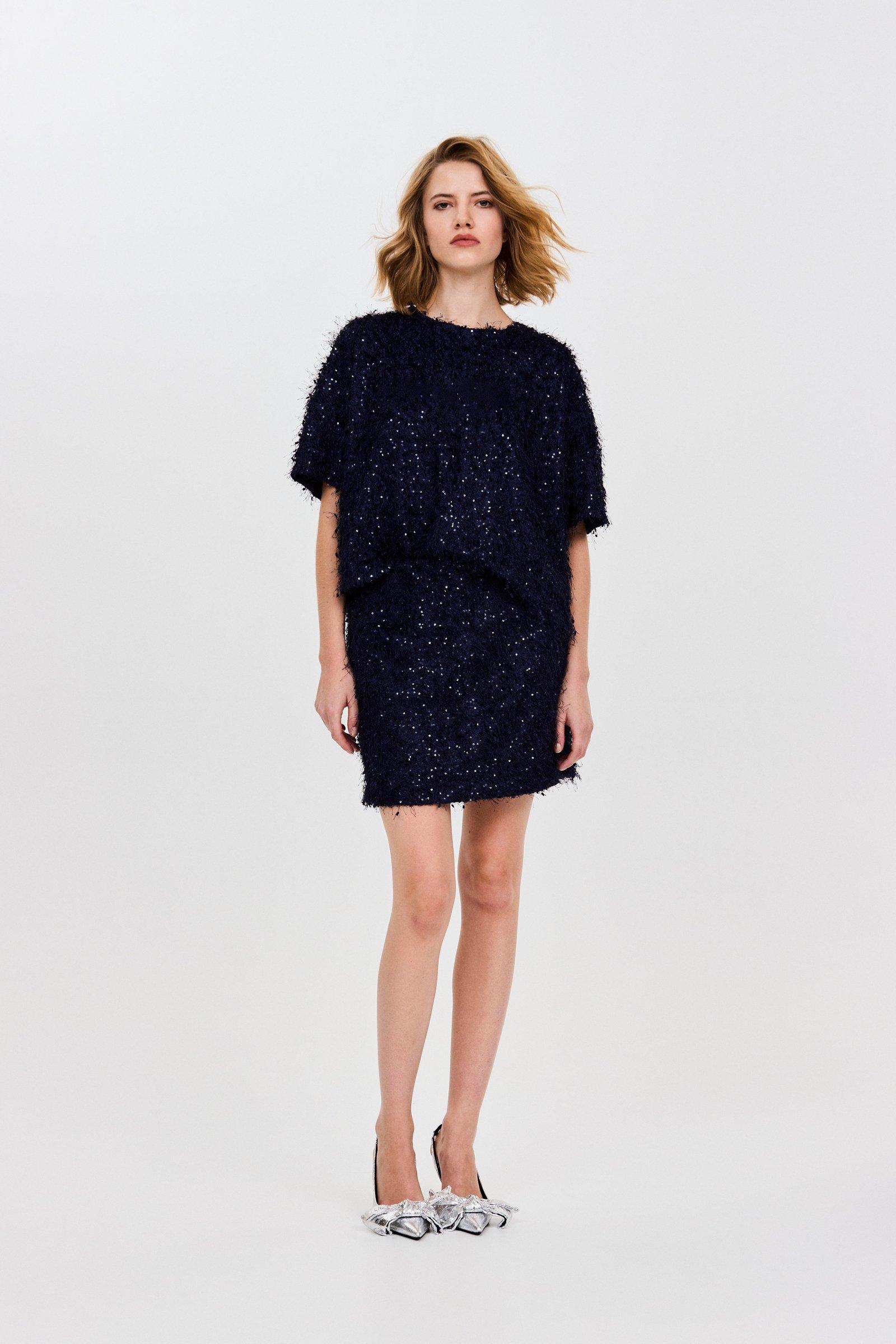 CKS - TIPPER - blouse korte mouwen - donkerblauw