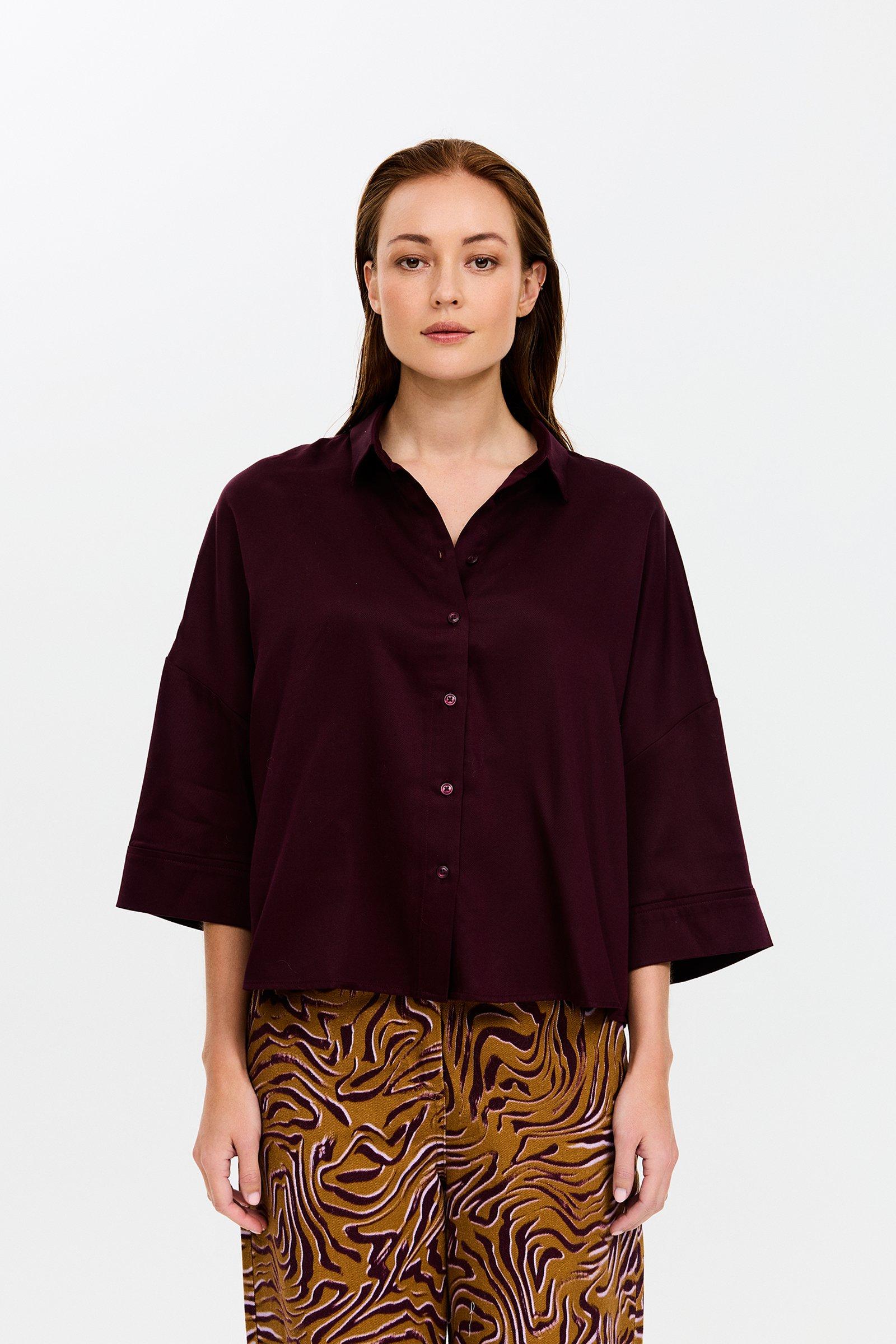 CKS - SELALONG - blouse korte mouwen - paars