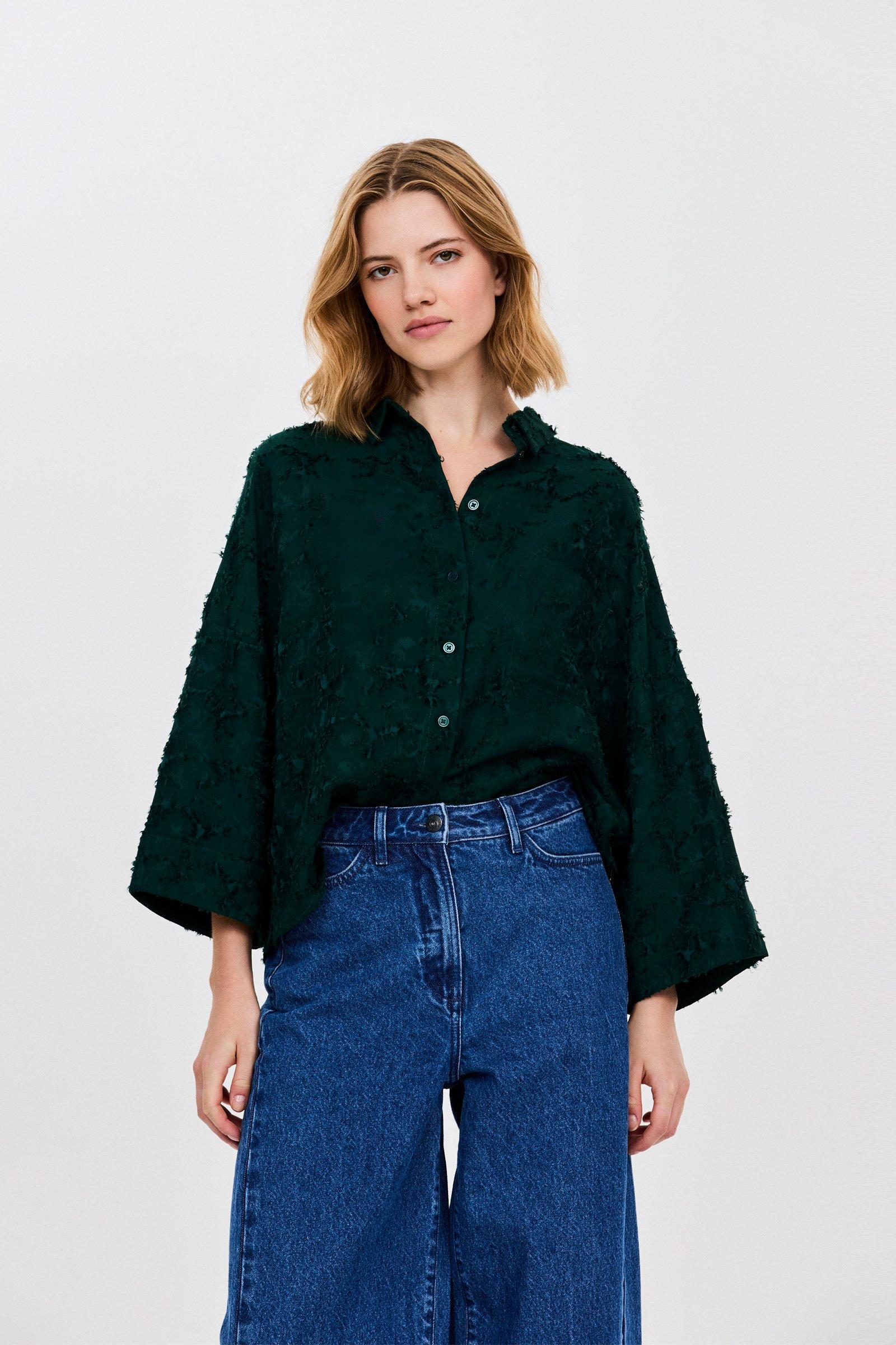 CKS - SELALONG - blouse short sleeves - dark green