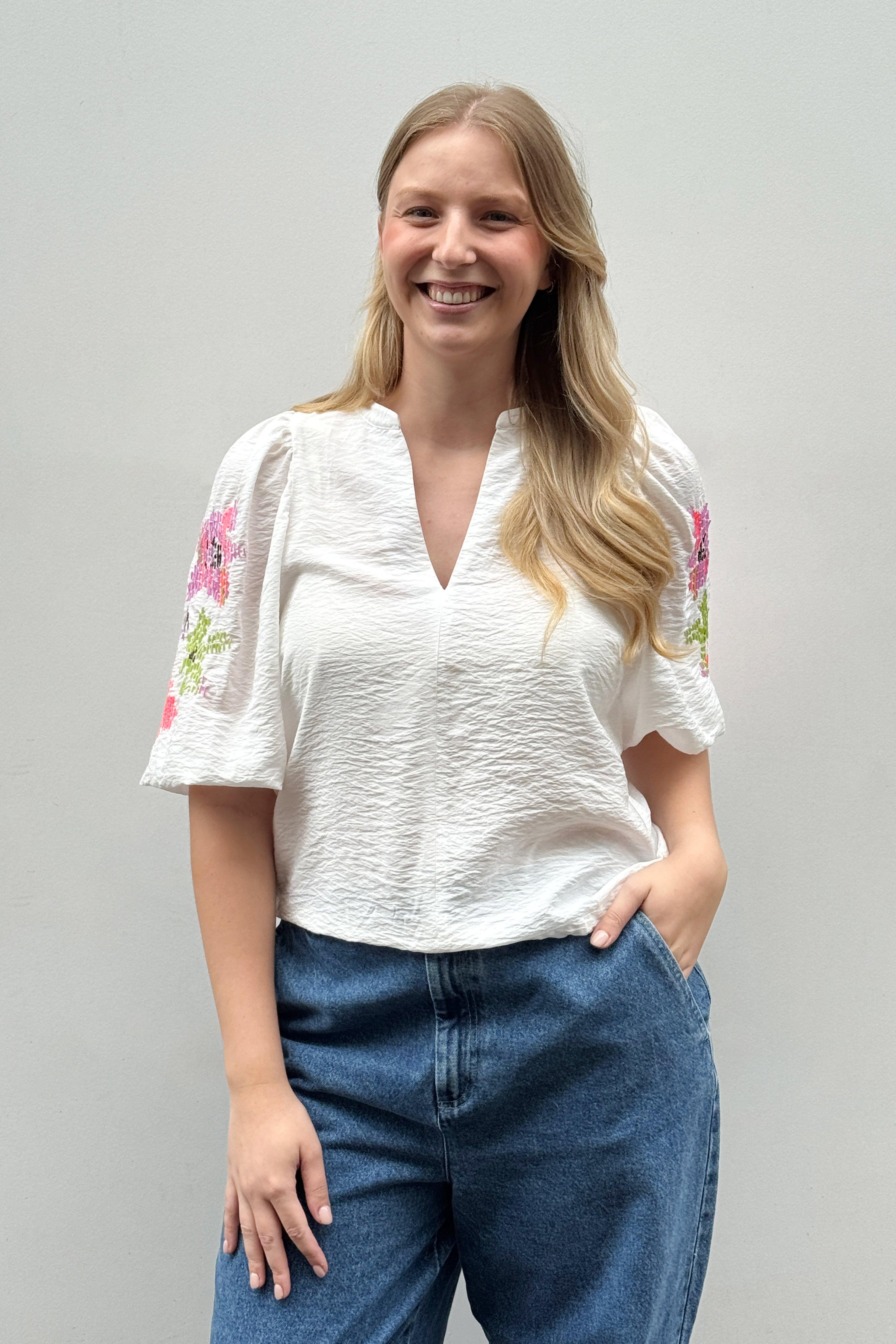 CKS - BULANI - blouse korte mouwen - white light