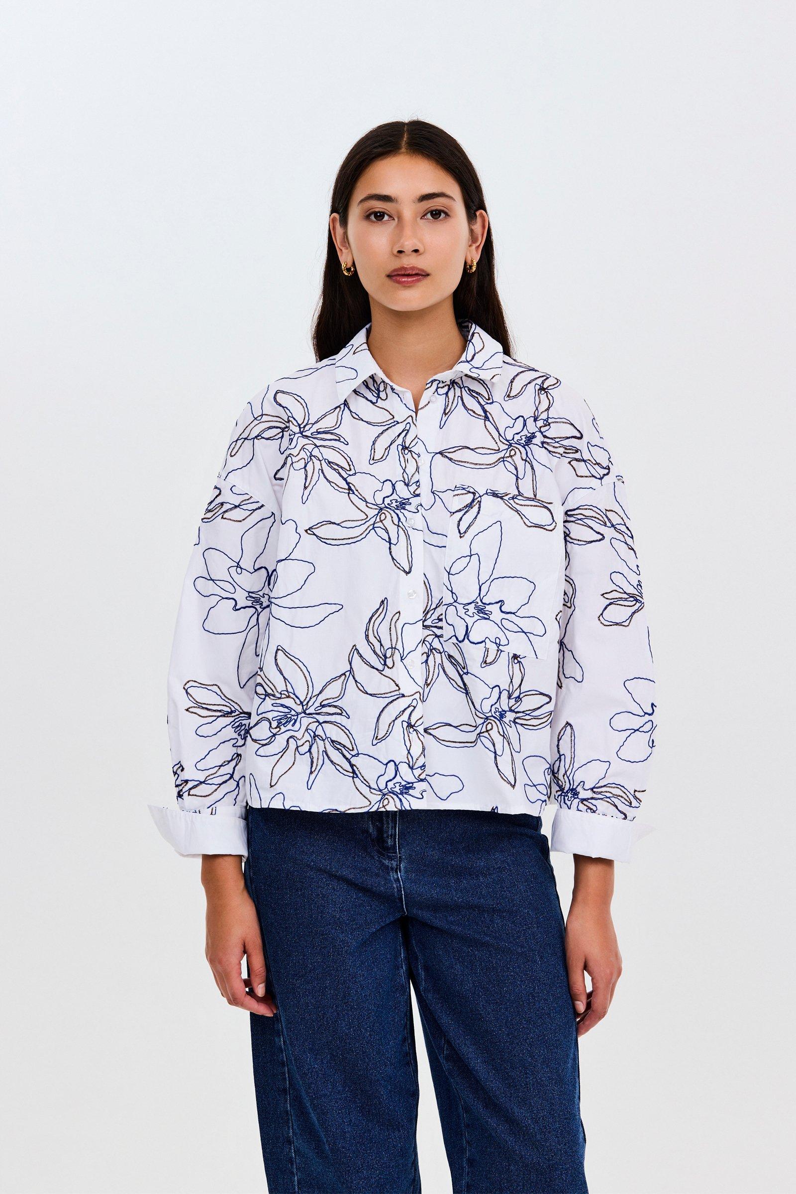 CKS - STANDING - blouse long sleeves - white dark