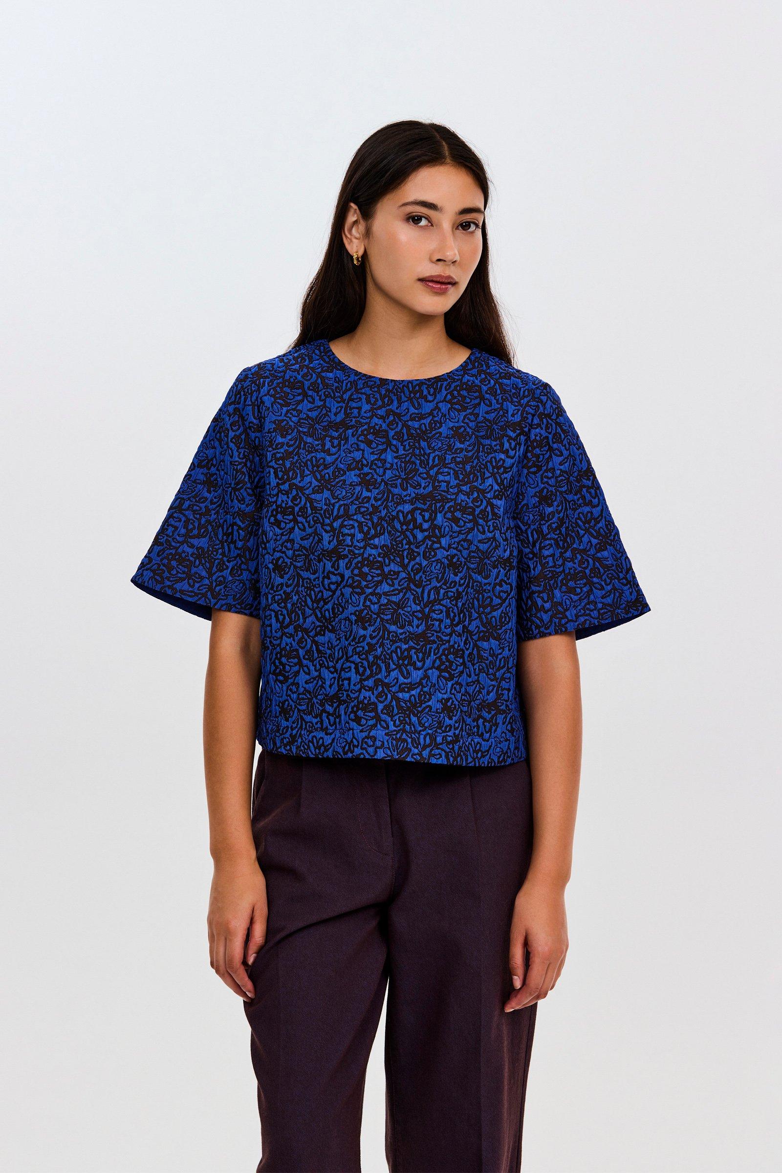 CKS - TIRIAN - blouse short sleeves - vivid blue