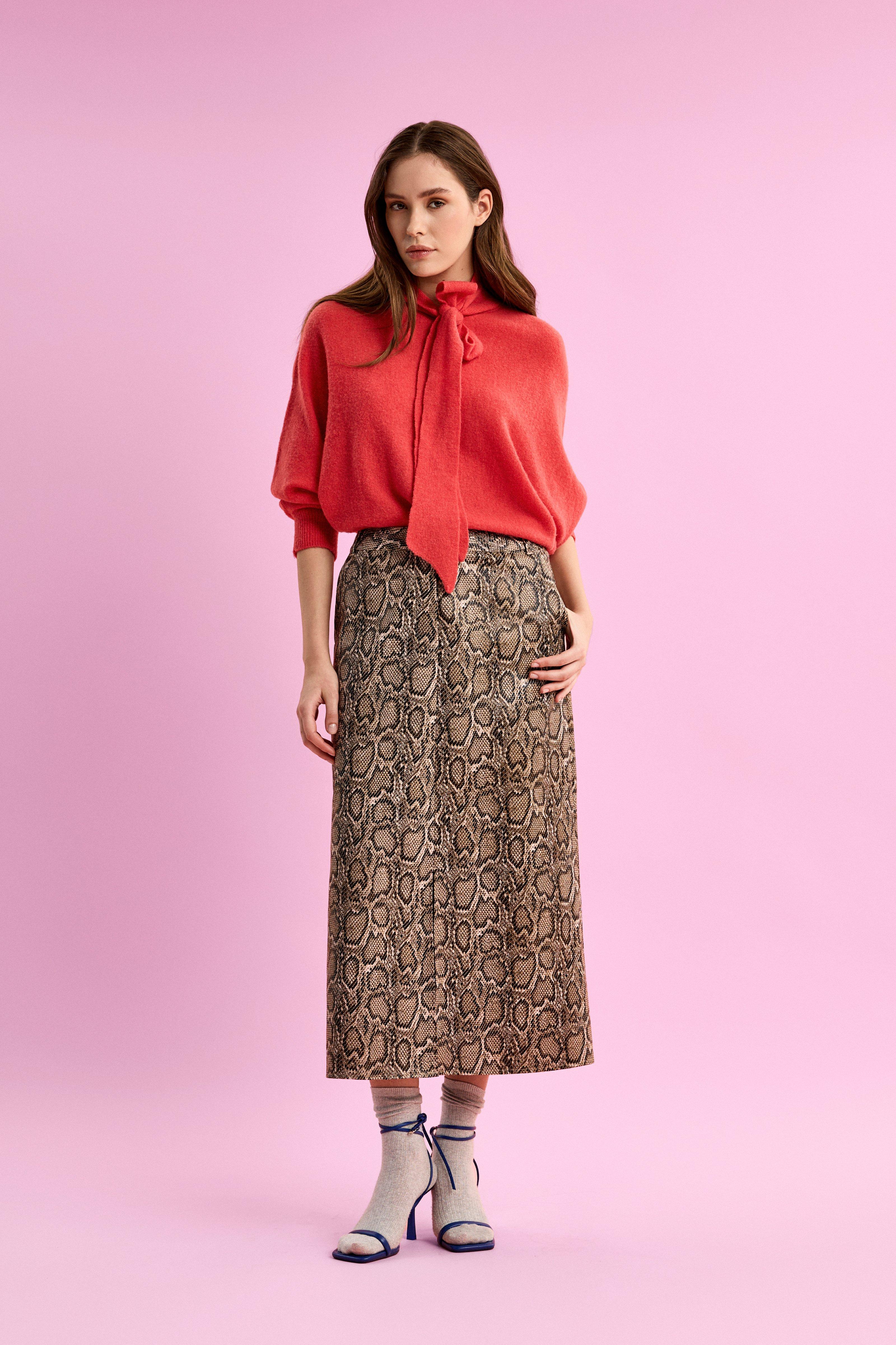 CKS - SKIPPAS - midi skirt - bright brown