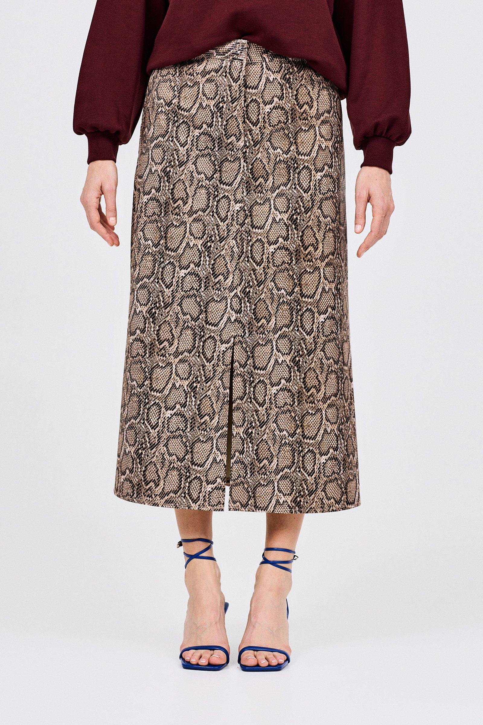CKS - SKIPPAS - midi skirt - bright brown