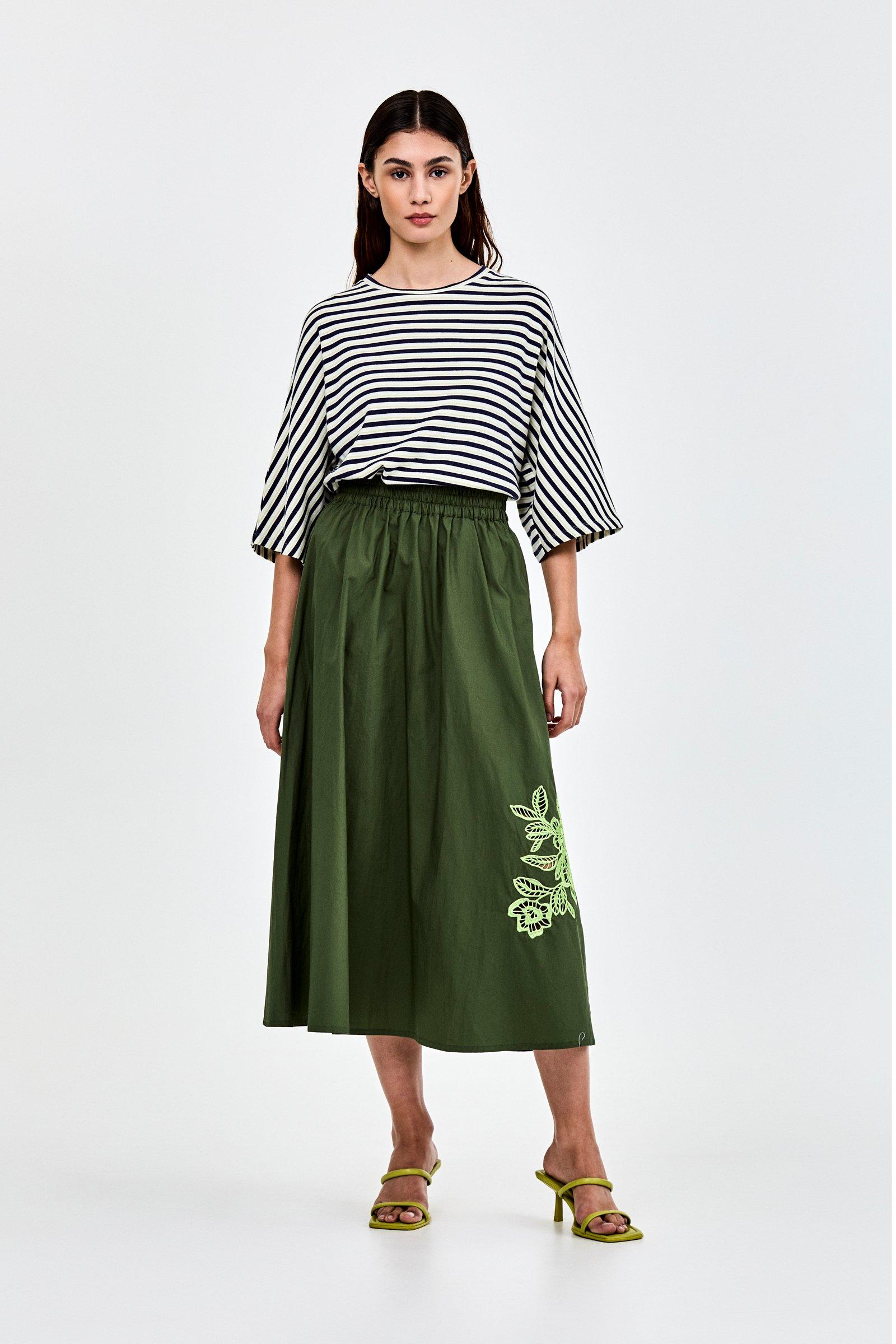 CKS - SKALLIENO - lange rok - khaki