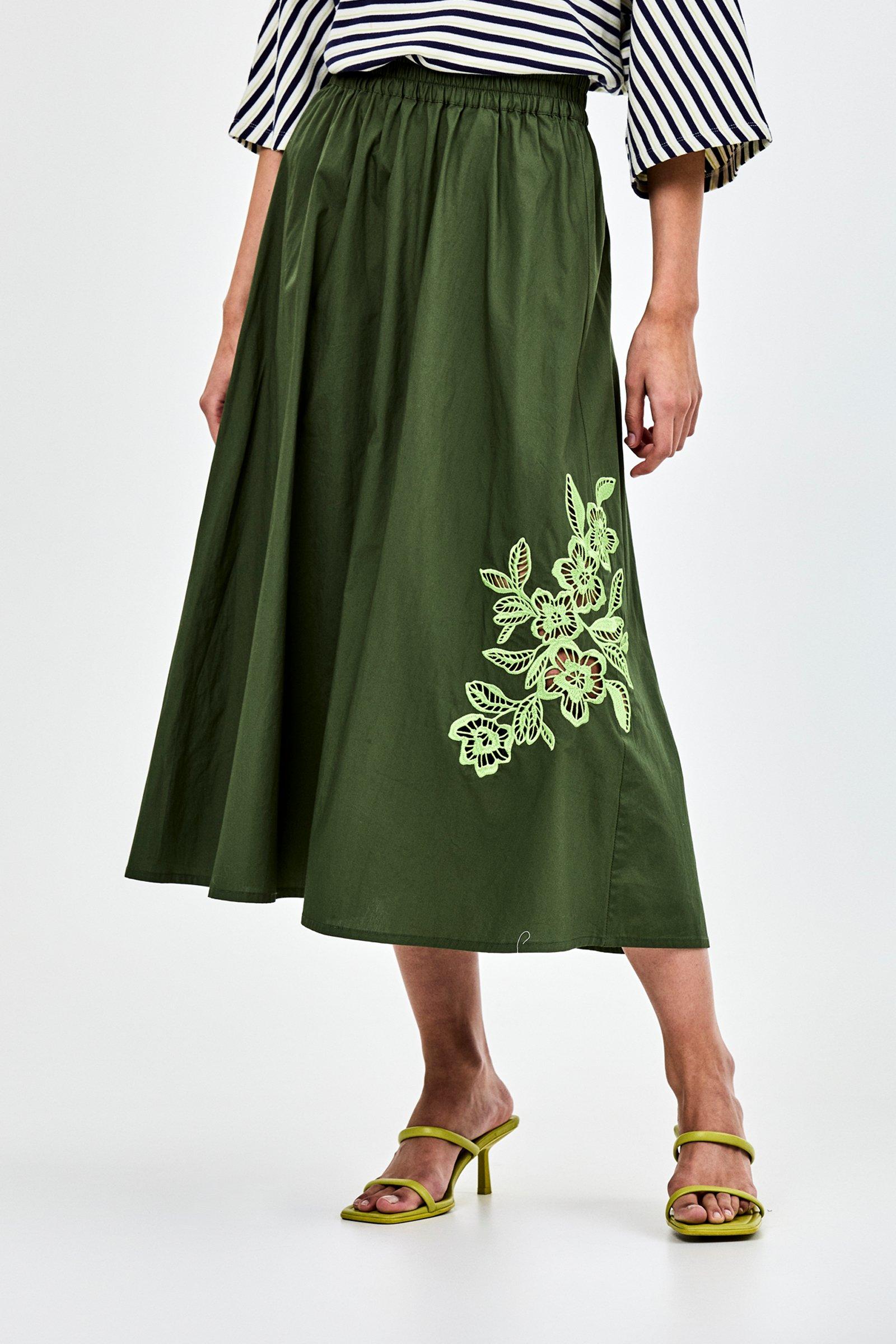 CKS - SKALLIENO - long skirt - dark green
