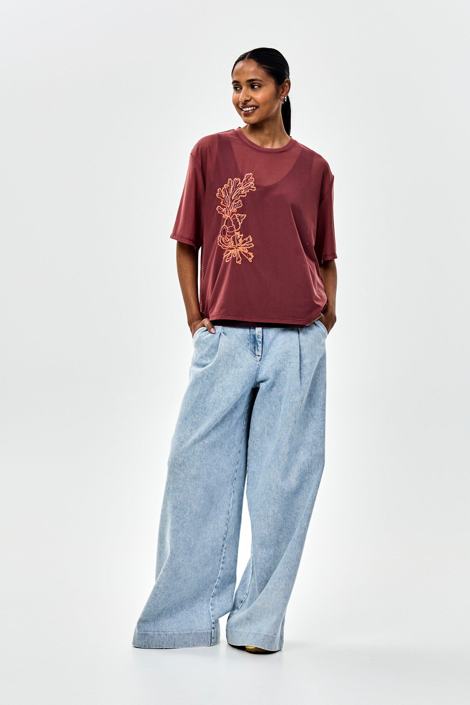 CKS - TRANSPARENT - t-shirt short sleeves - burgundy