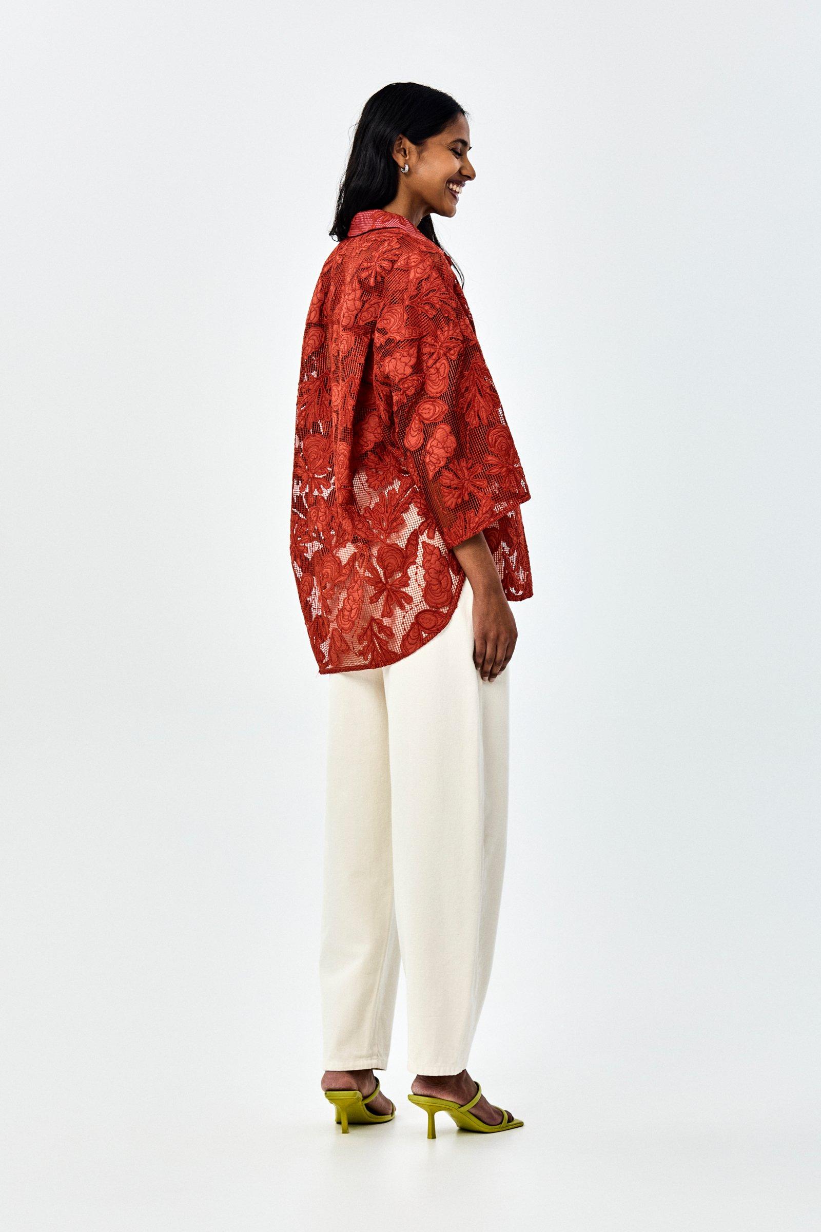 CKS - SIMPLY - blouse korte mouwen - donkerrood