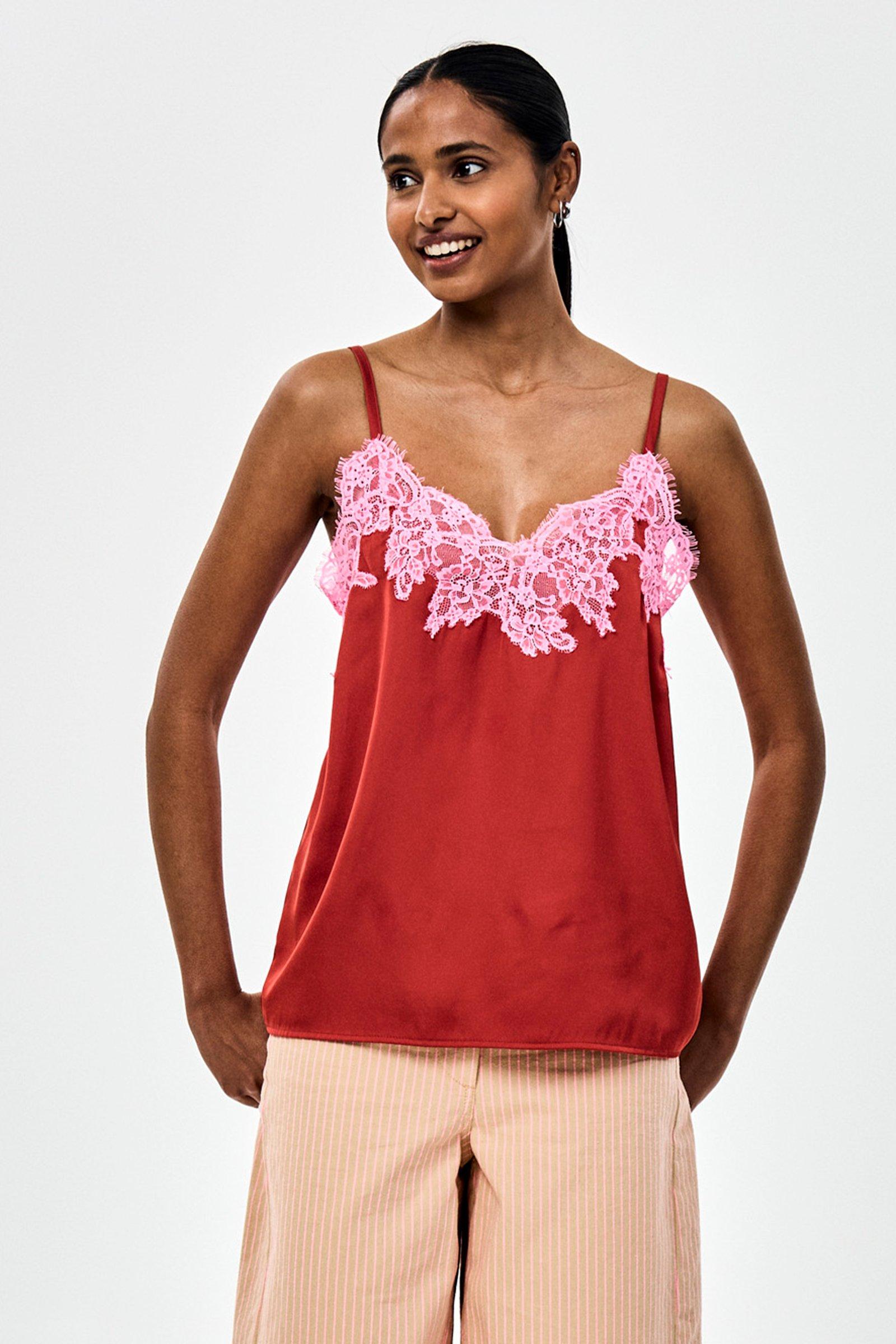 CKS - SLACY - mouwloze top - donkerrood