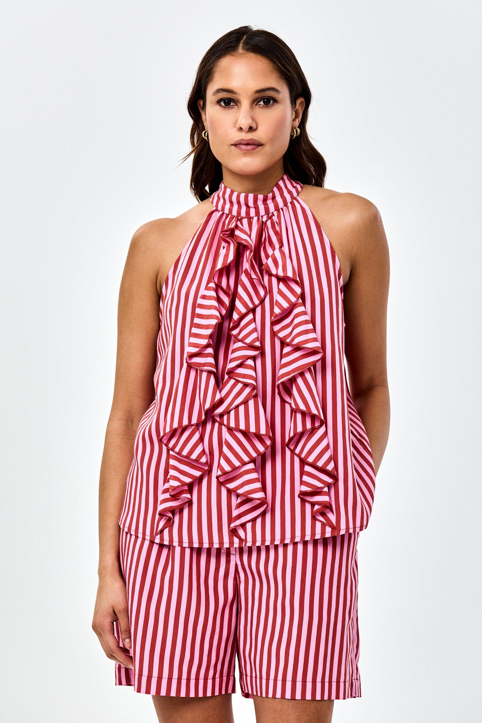 CKS - TALTER - blouse mouwloos - donkerrood