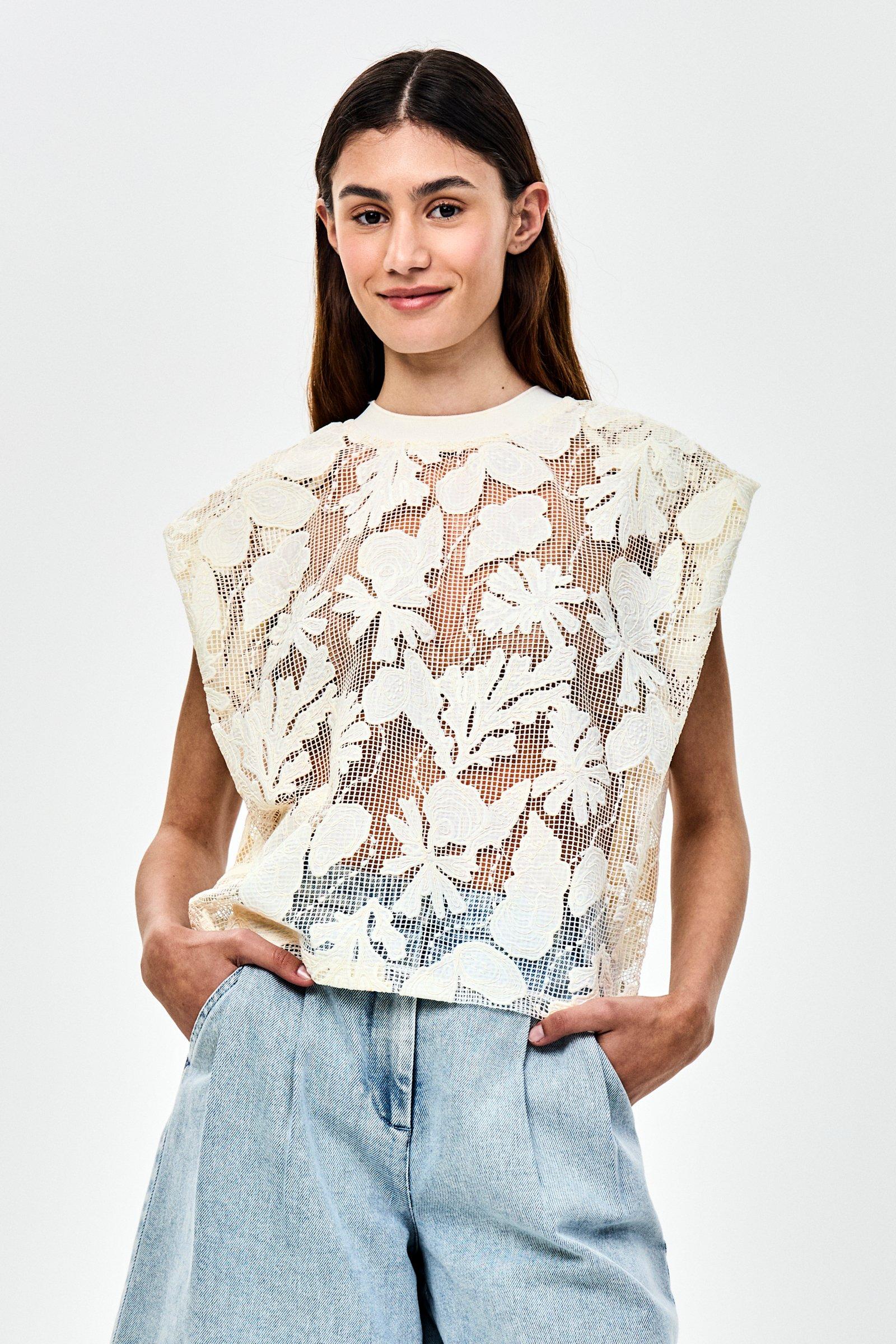 CKS - SWAPY - blouse korte mouwen - white light