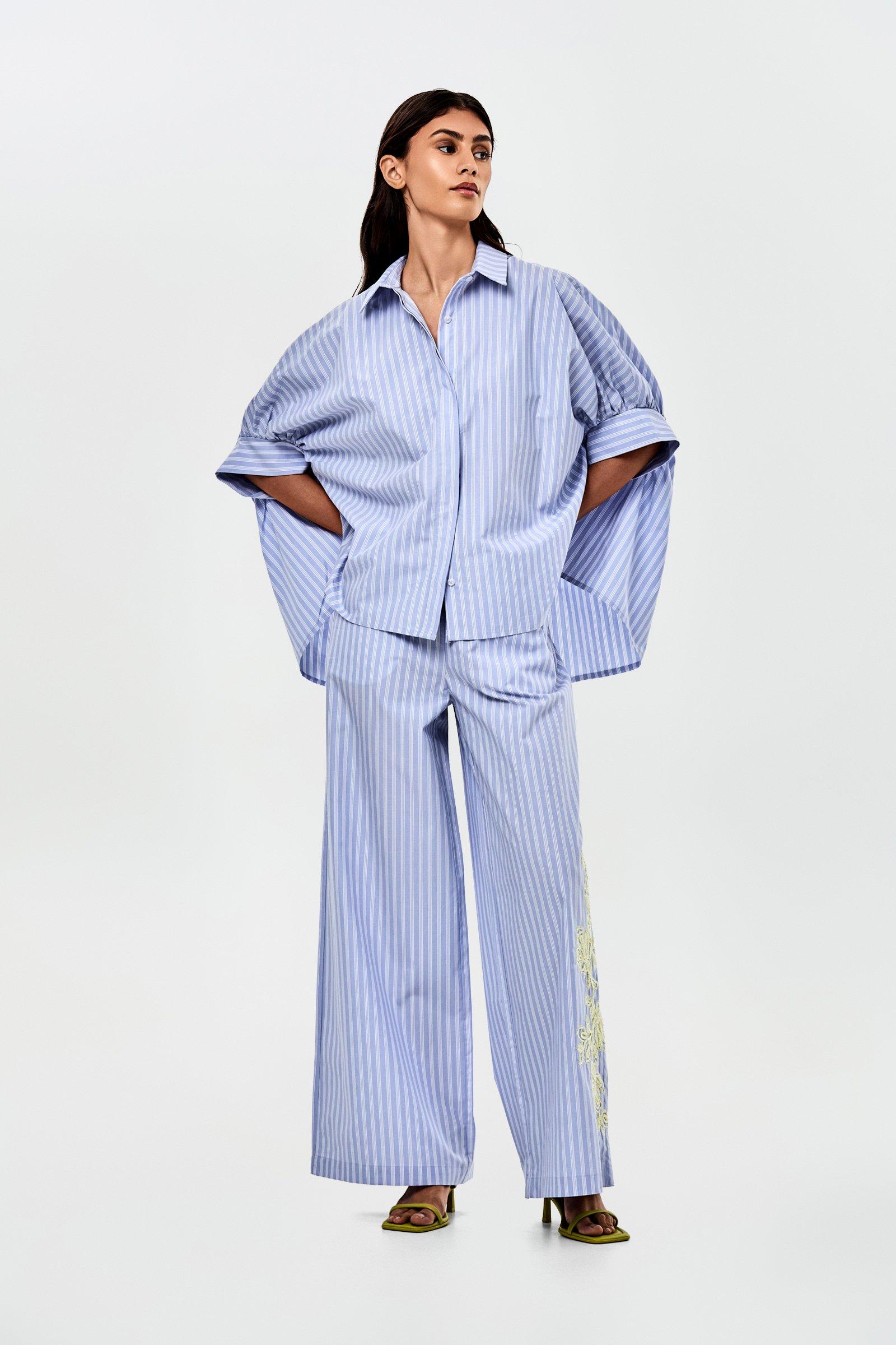 CKS - TOBYWIDE - lange broek - lichtblauw