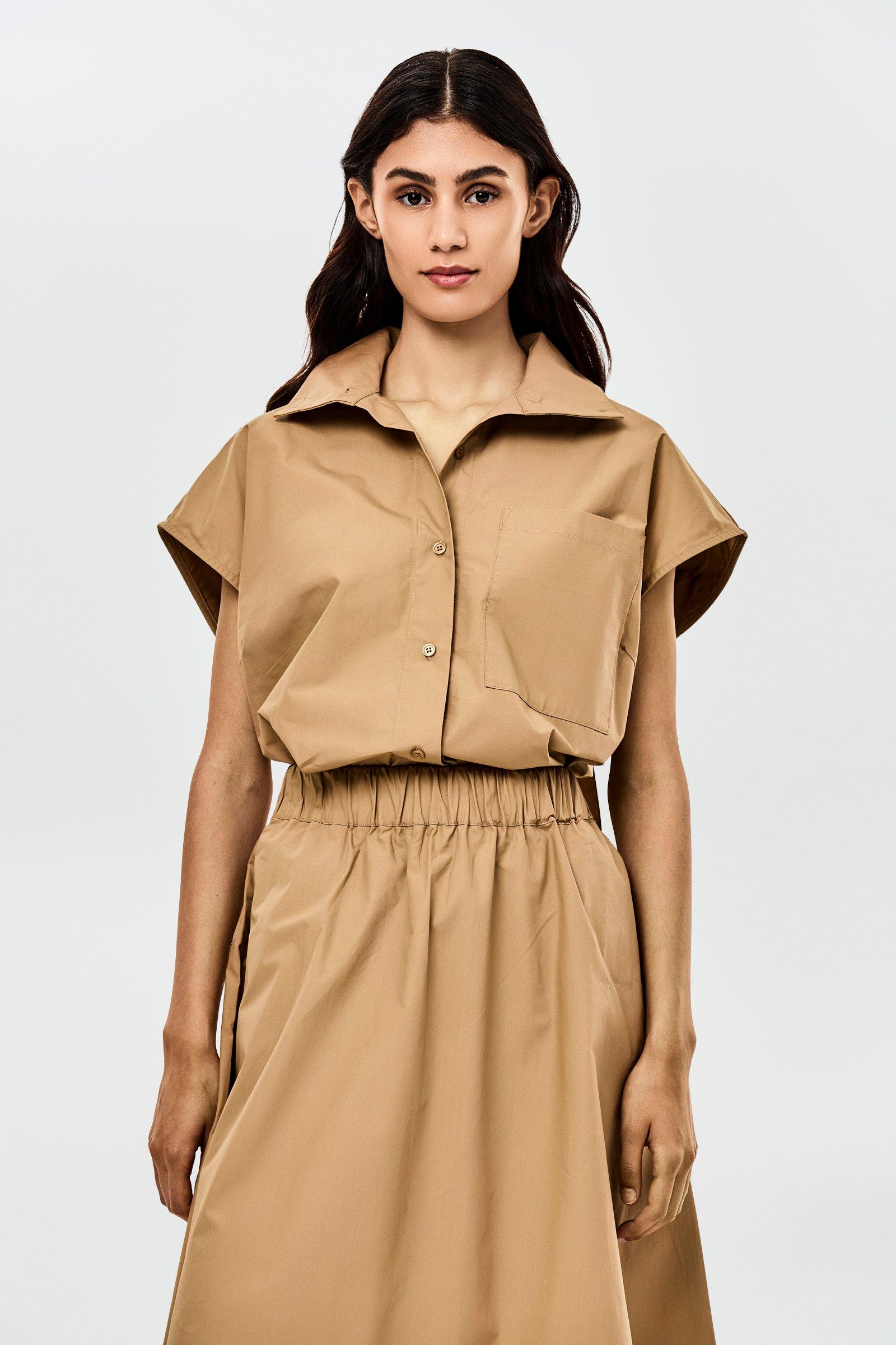 CKS - SEBOW - blouse korte mouwen - bruin